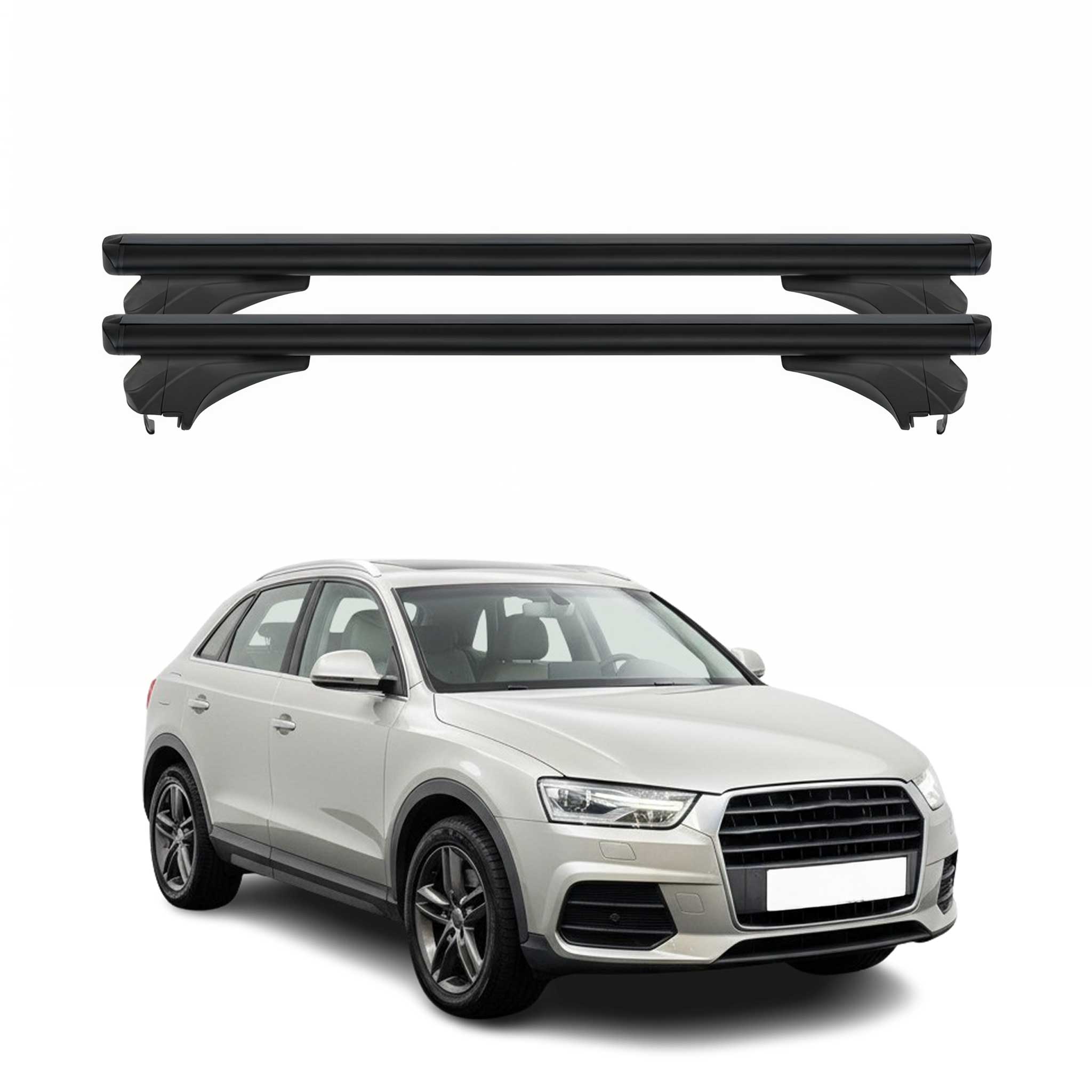 Menabo Dachträger Grundtäger für Audi Q3 8U 2011-2018 Aluminium Schwarz 2 tlg