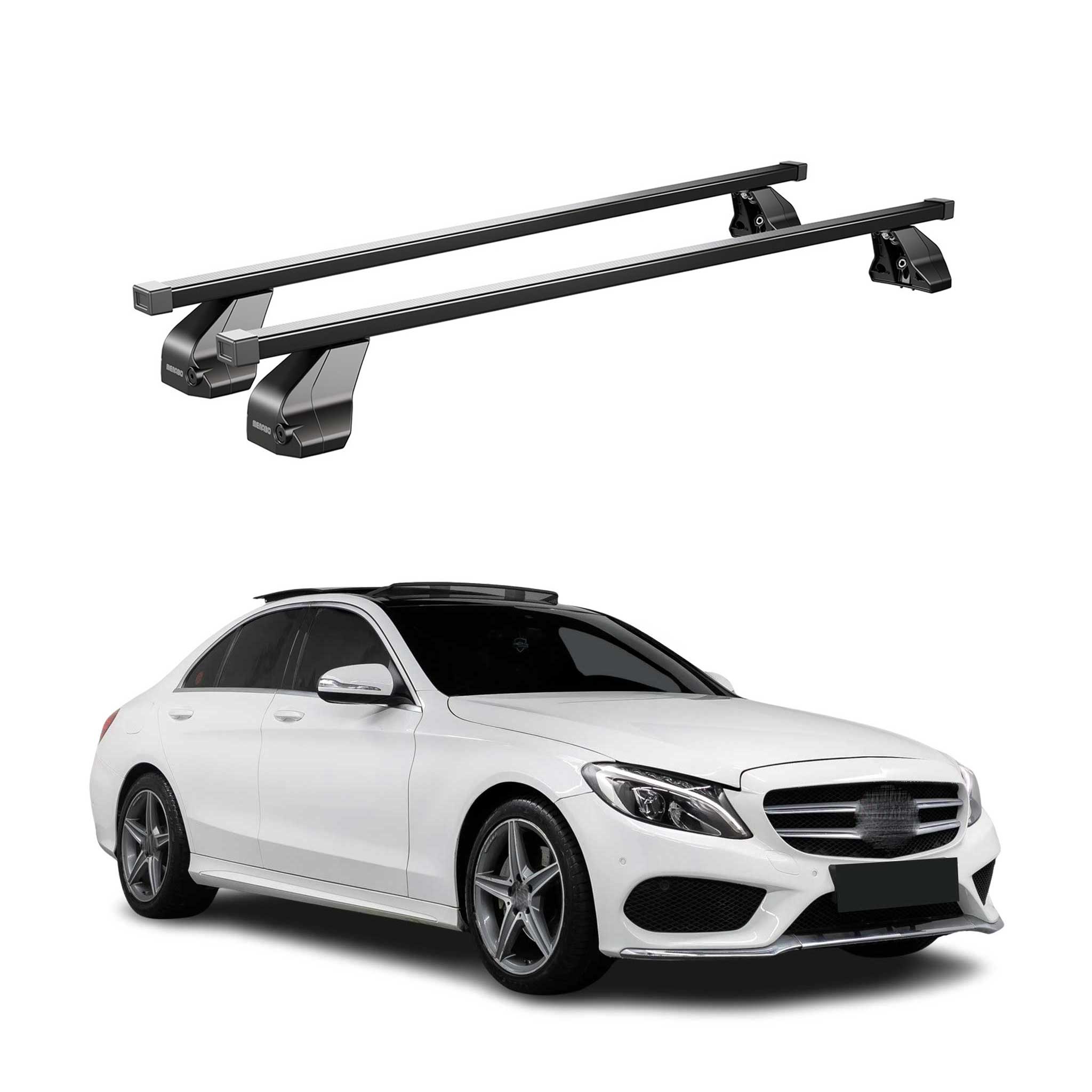 Menabo Dachträger für Mercedes C Klasse W205 Limo 2014-2021 75kg Stahl Schwarz