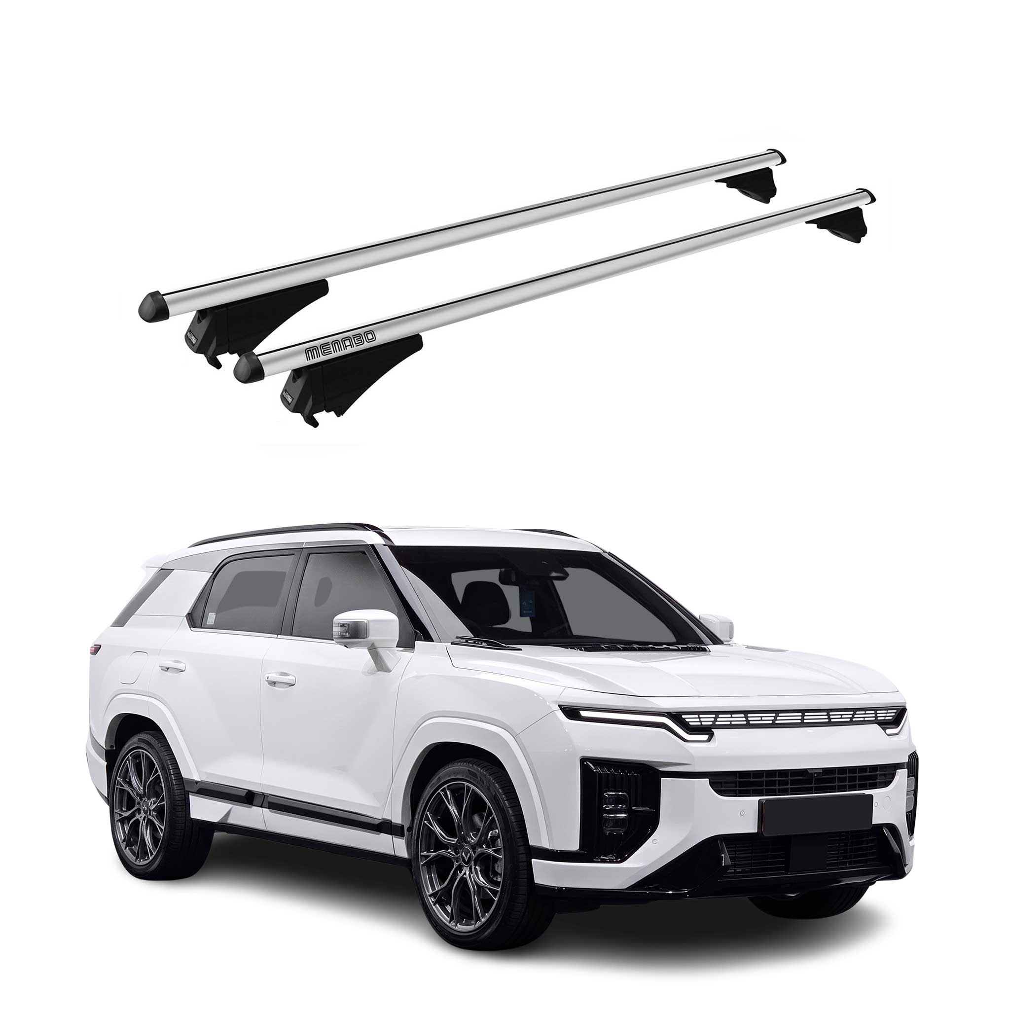 Menabo Dachträger Grundtäger für KGM Actyon 2024-2026 75kg Alu Silber 2 tlg