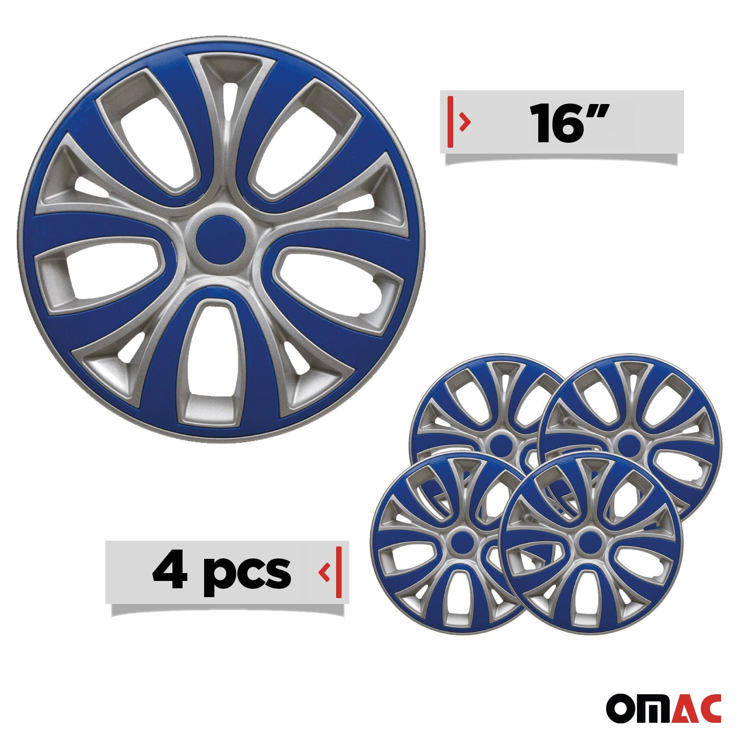 4x Radblenden Radkappen Radzierblenden 16" Zoll Stahlfelgen Dunkel Blau Grau