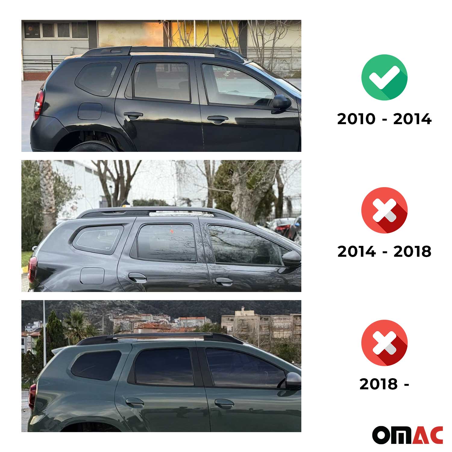 Dachträger Gepäckträger für Dacia Duster 2010-13 Pre-FL Relingträger Alu Schwarz