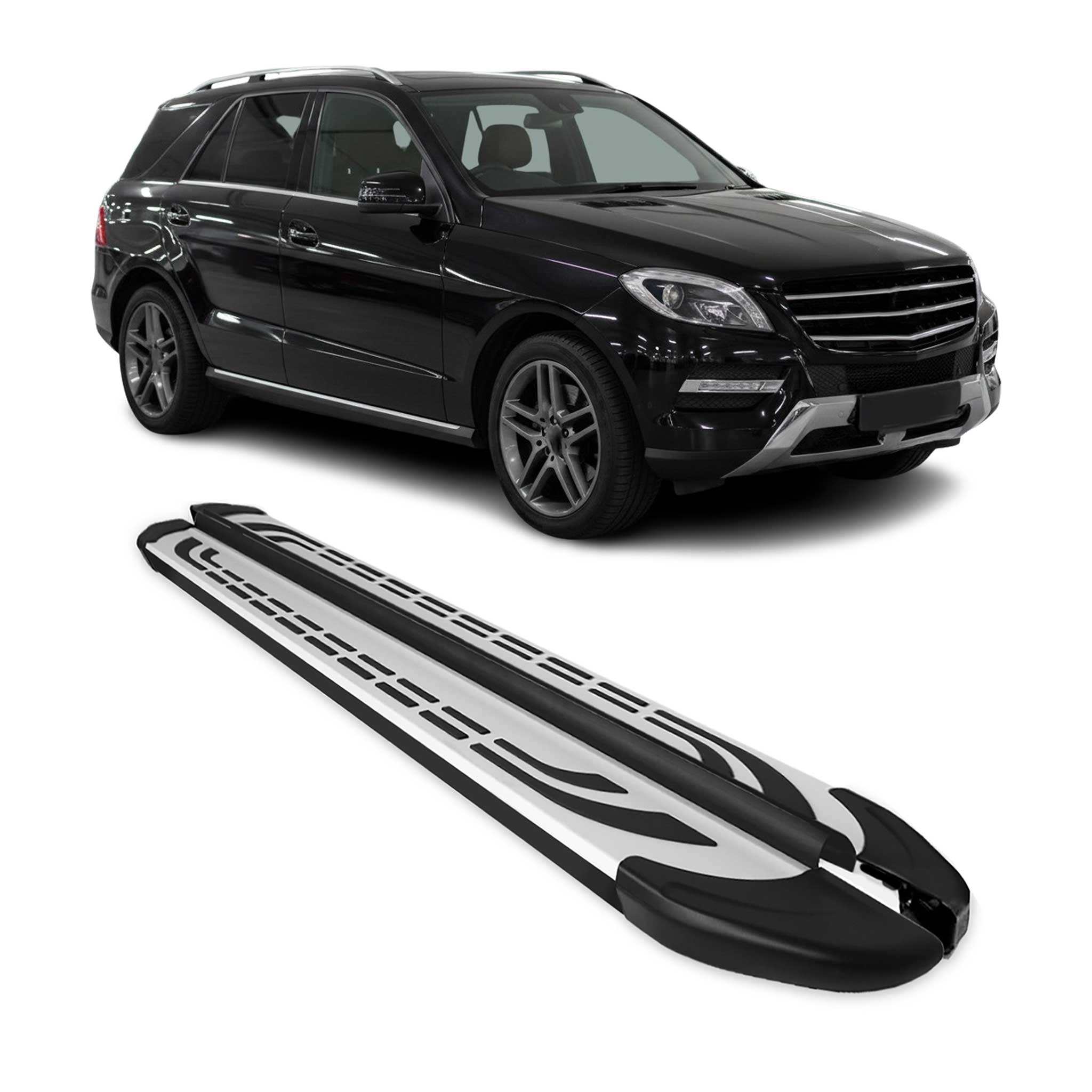 Trittbretter Seitenschweller für Mercedes M Klasse W166 2011-2015 Schwarz Alu