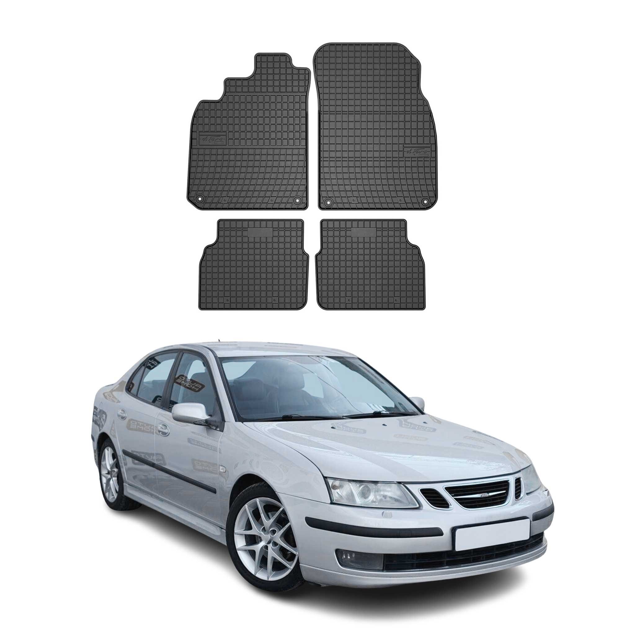 OMAC Gummi Fußmatten für Saab 9-3 Limo Kombi 2002-2011 Automatten Schwarz 4tlg
