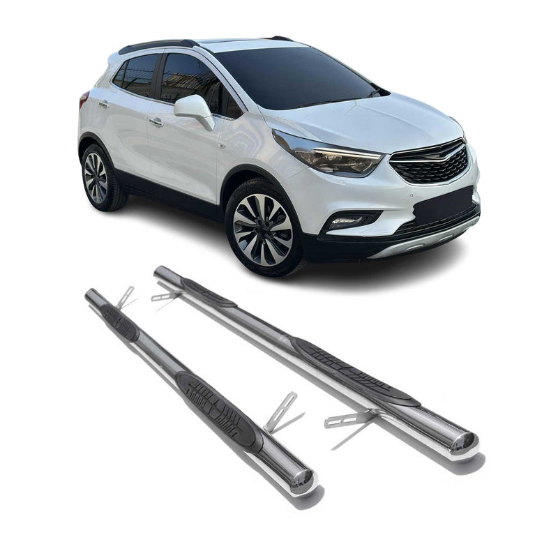 Edelstahl Trittbretter Schwellerrohre für Opel Mokka 2012-2019 Edelstahl Silber