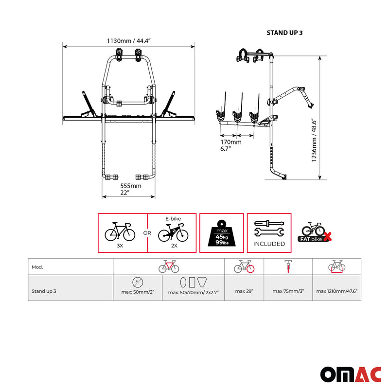 Fahrradträger für Heckklappe E Bike Mitsubishi Lancer VI 3 Fahrräder