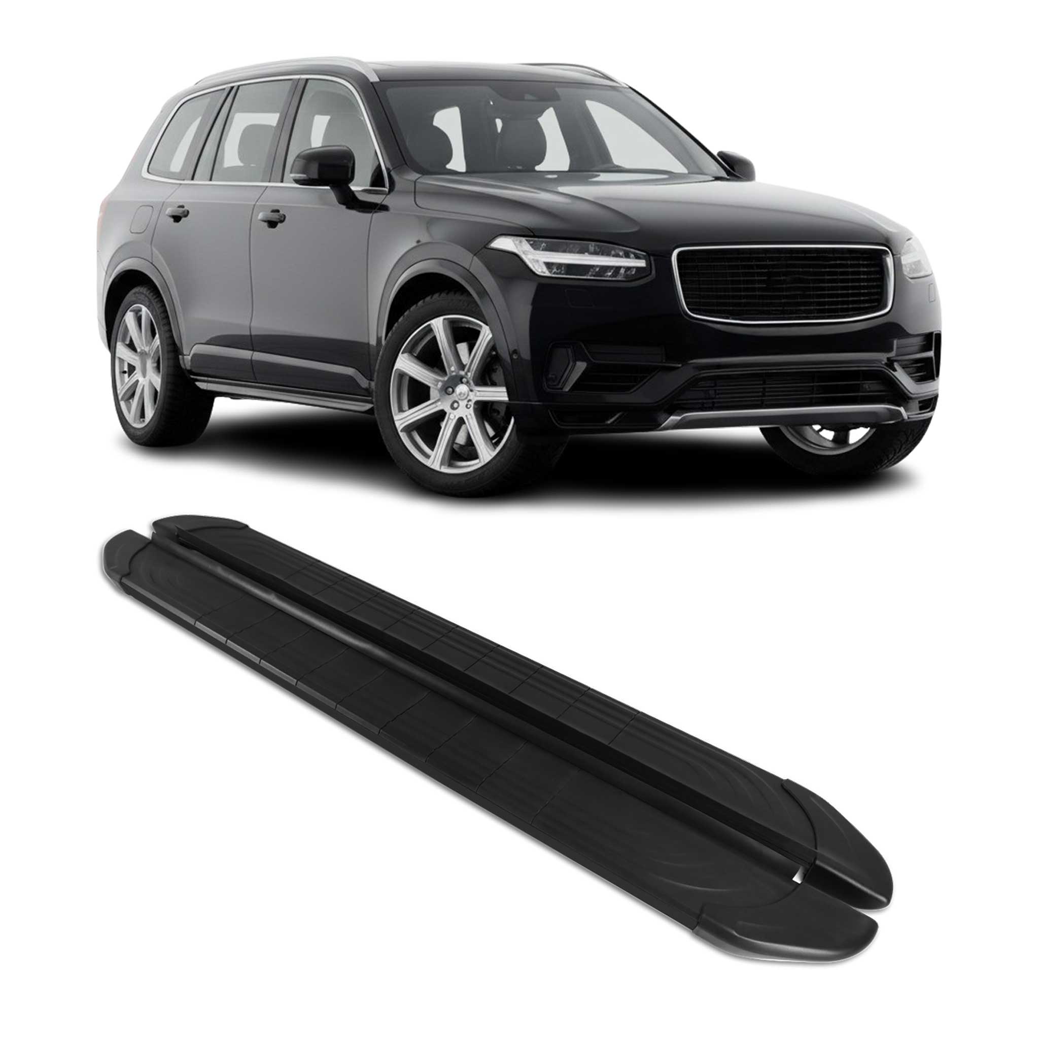 Trittbretter Seitenschweller für Volvo XC90 2015-2026 Aluminium Schwarz 2tlg