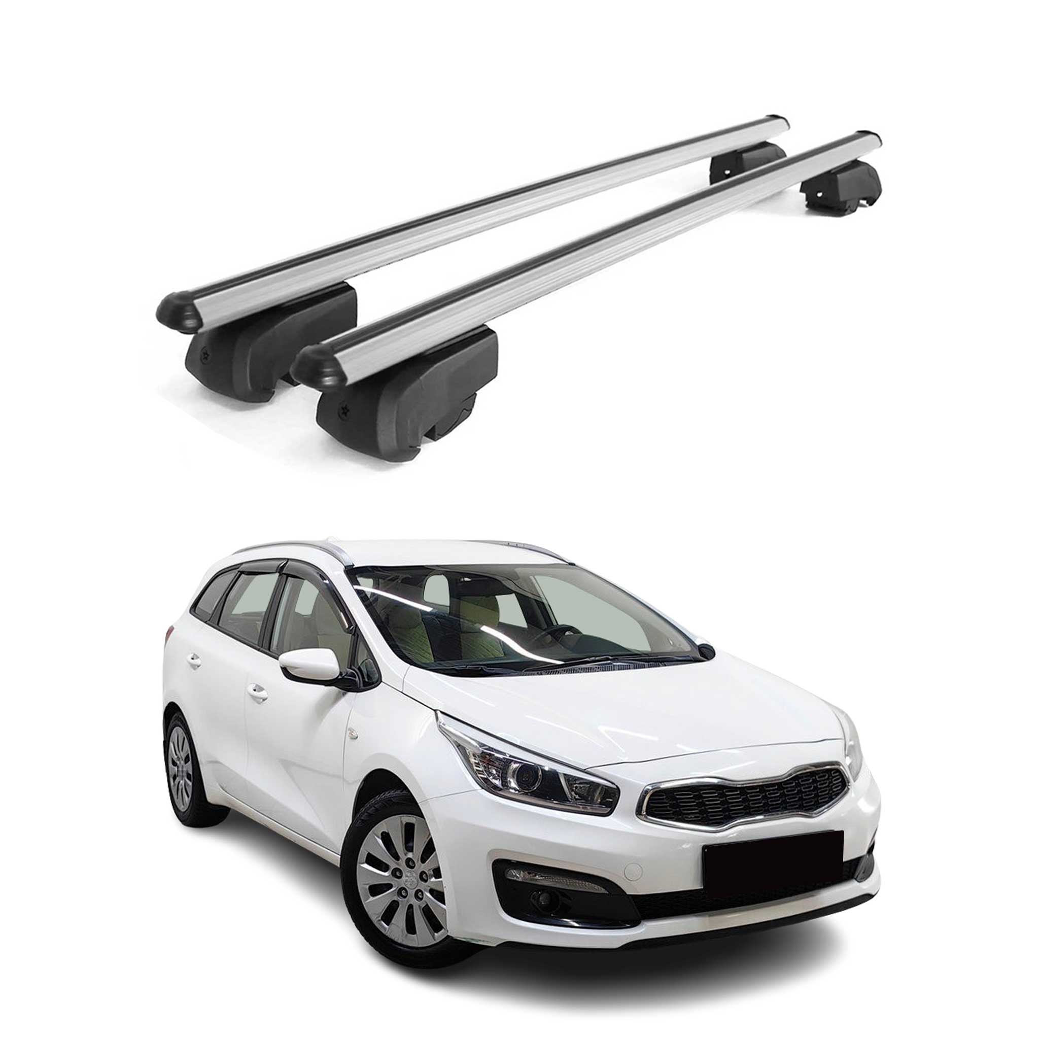 Dachträger Gepäckträger für Kia Ceed JD SW 2012-2018 ABE Aluminium Grau 2x