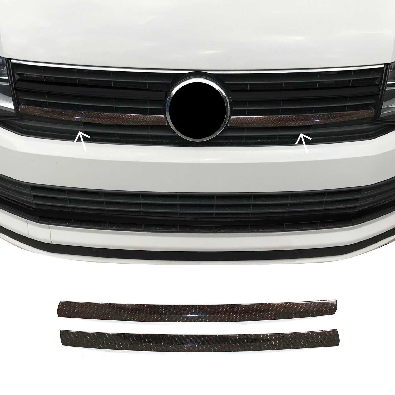 Kühlergrill Grillleisten für VW T6 Transporter 2015-19 Highline Echt Carbon Rot