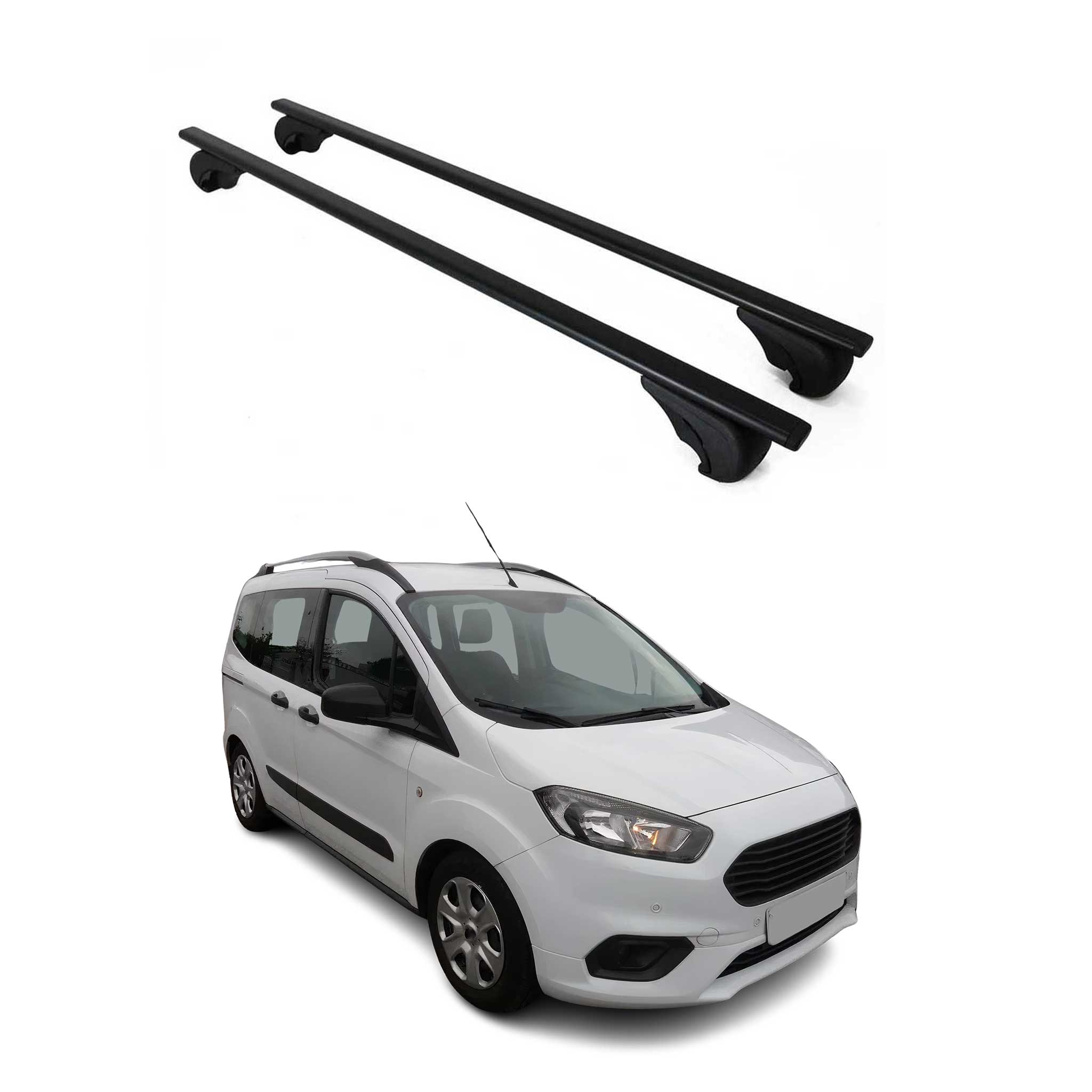 Dachträger Grundtäger für Ford Courier 2014-2023 75kg Metall Schwarz 2 tlg