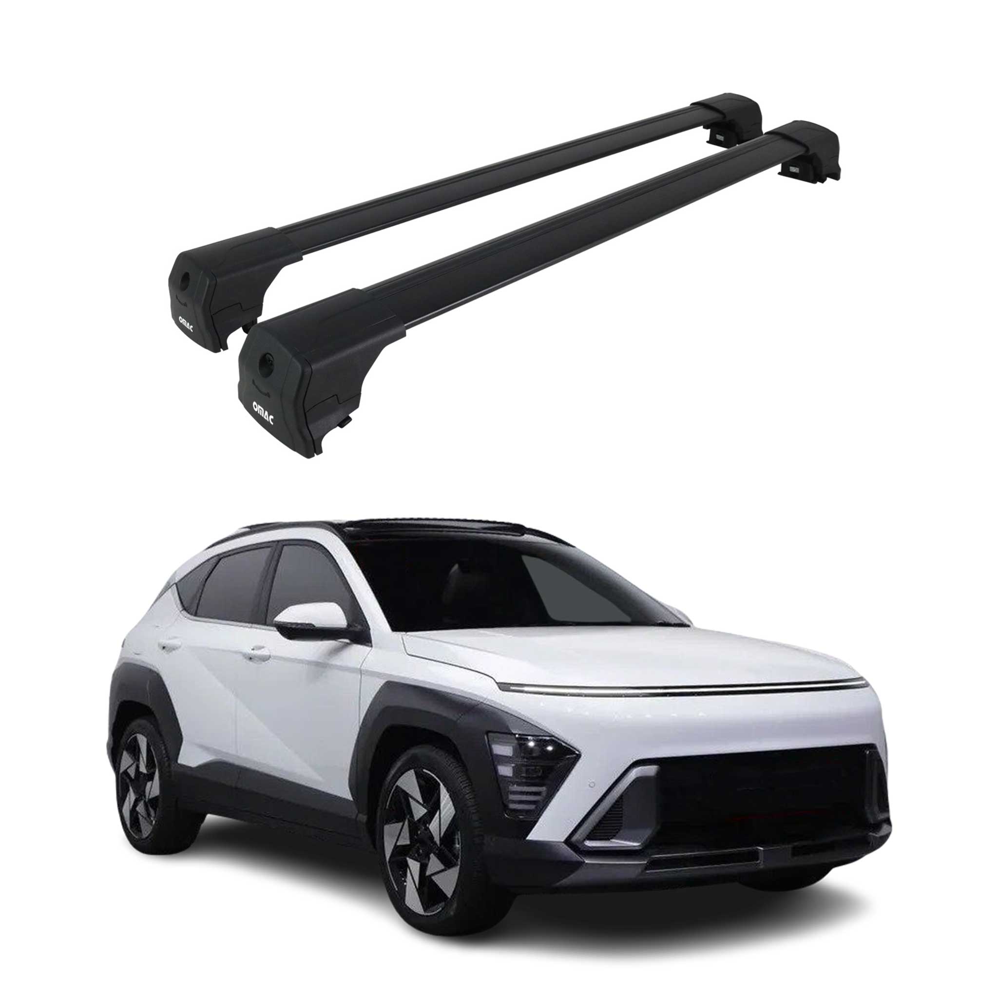 Dachträger Grundtäger für Hyundai Kona 2 2024-2026 75kg Aluminium Schwarz 2 tlg