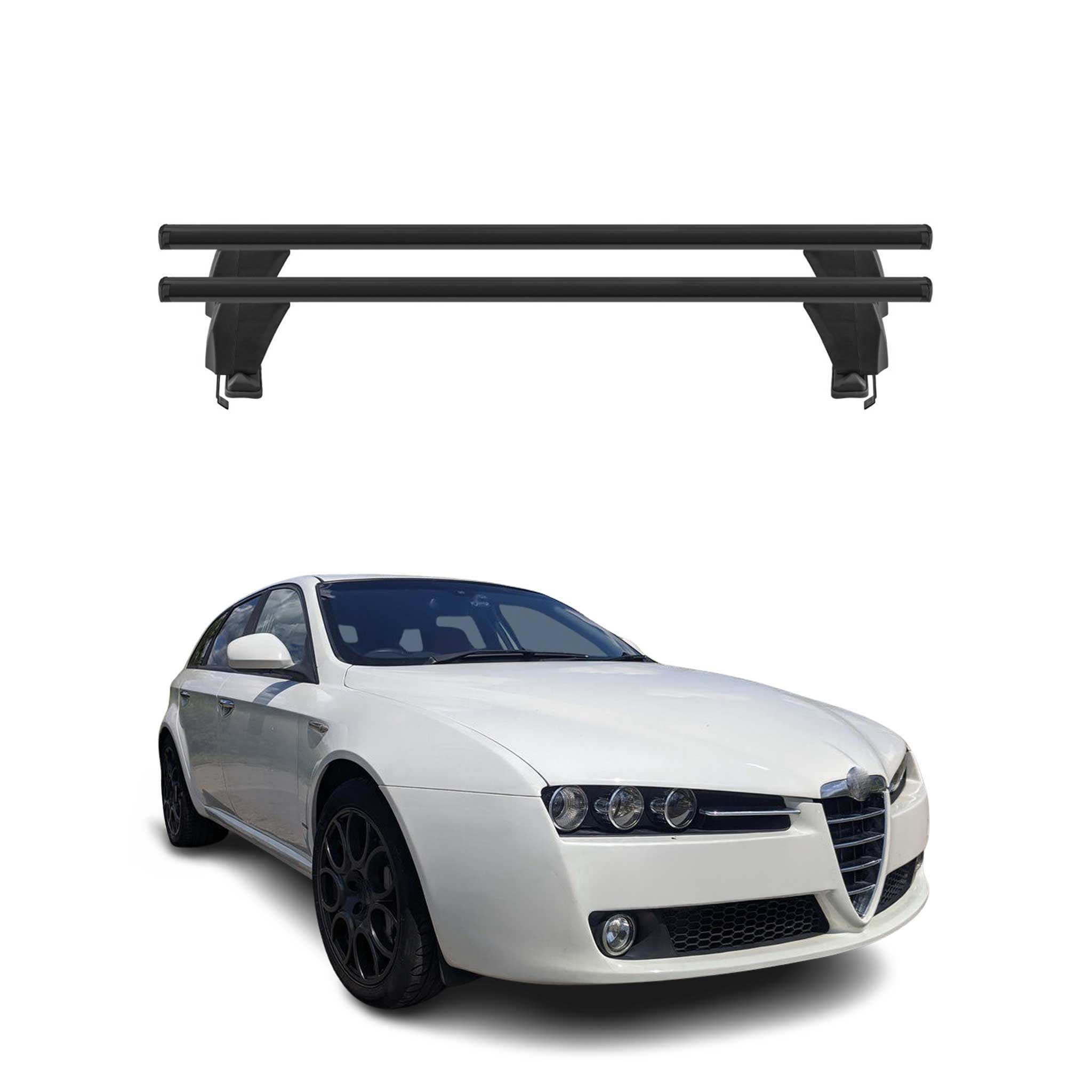 Menabo Dachträger für Alfa Romeo 159 Sportwagon 2005-2011 50kg Alu Schwarz 2x