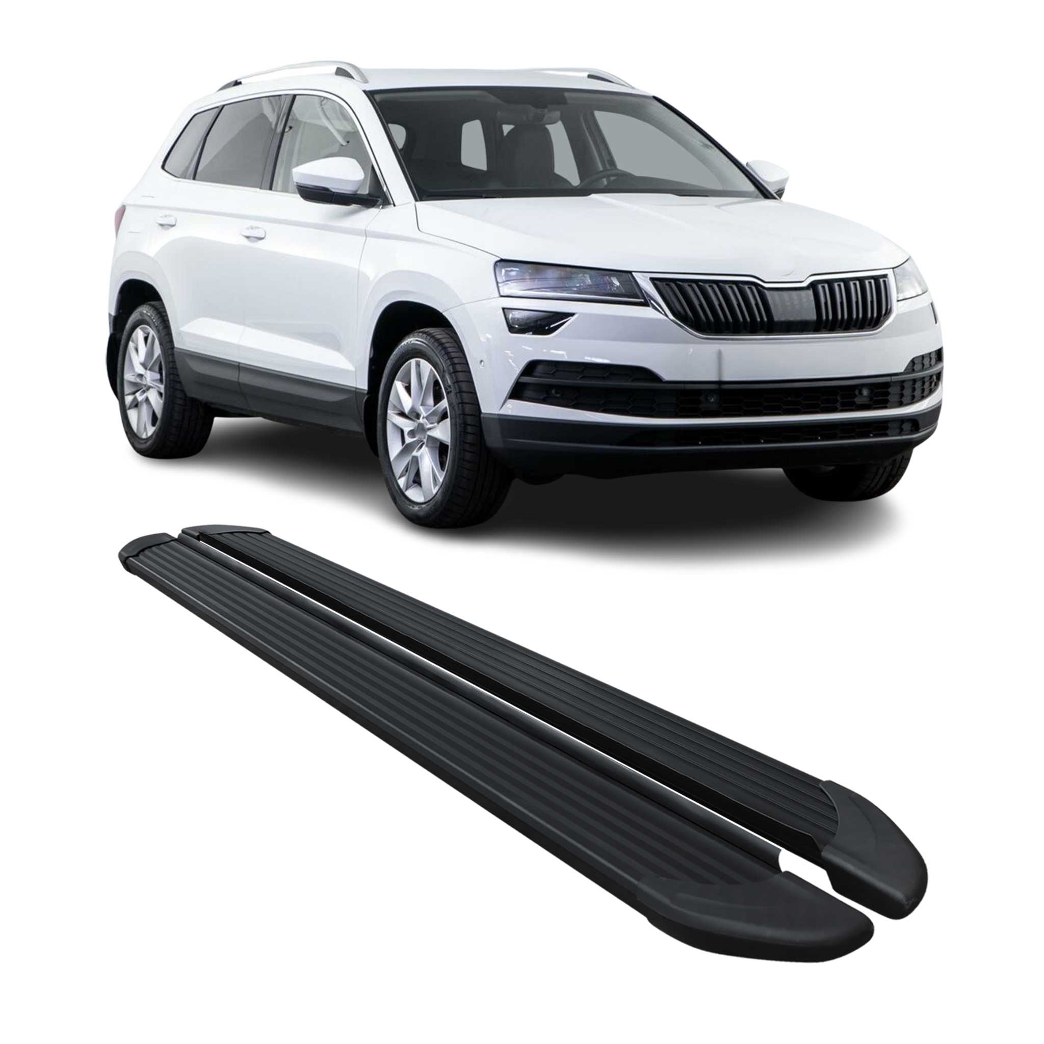 Trittbretter Seitenschweller für Skoda Karoq 2017-2026 Aluminium Schwarz 2 tlg