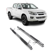 StahlTrittbretter Schwellerrohre für Isuzu D-Max DoubleCab 2012-2026 StahlSilber