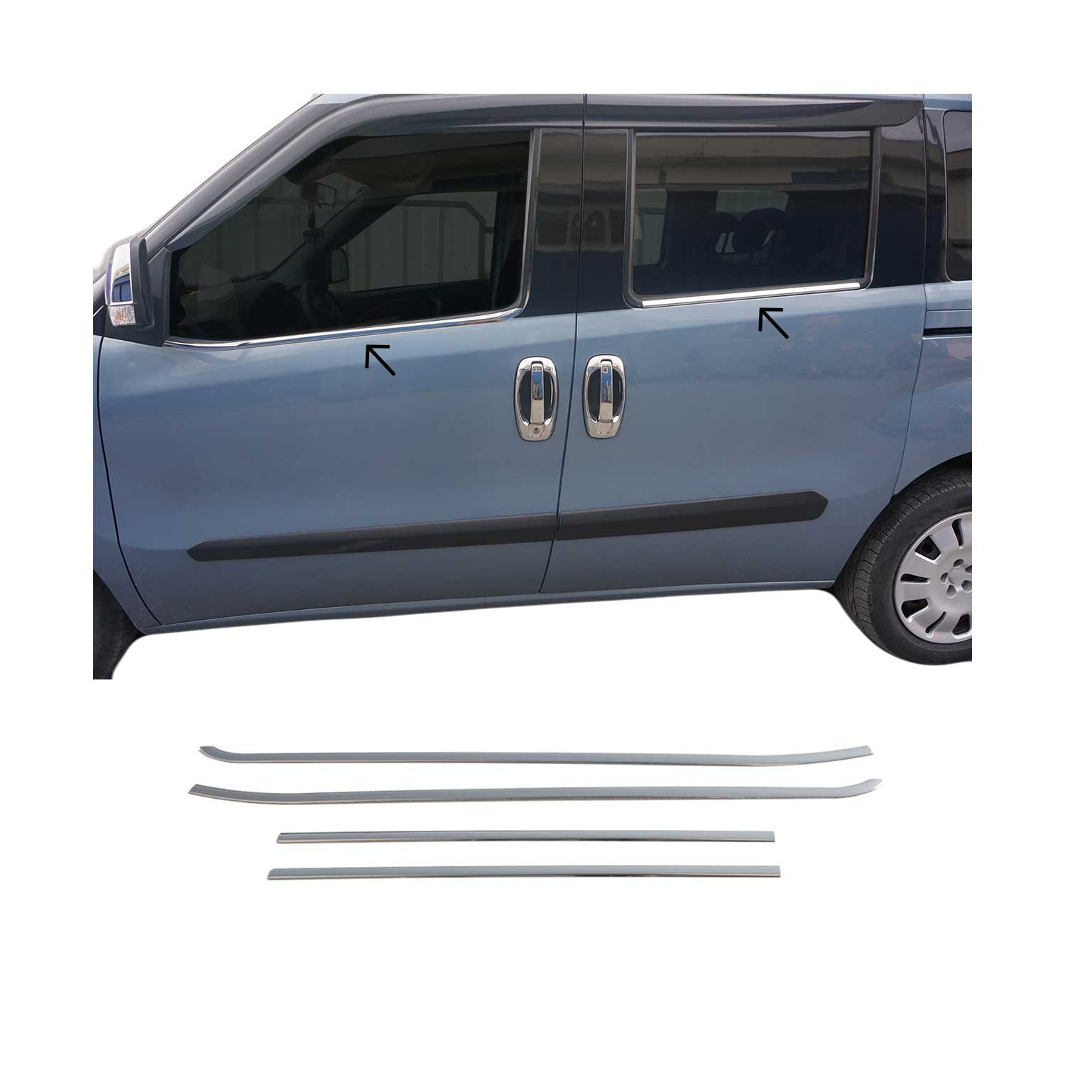 Fensterleisten Zierleisten für Opel Combo D 2012-2019 Edelstahl Chrom 4tlg