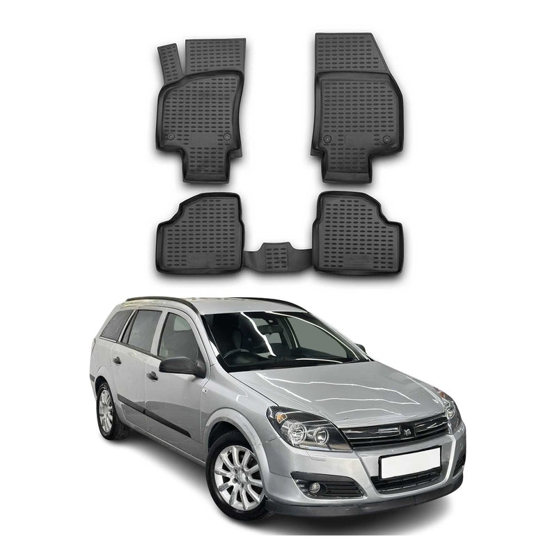 OMAC Gummimatten Fußmatten für Opel Astra 2004-2015 Caravan TPE Schwarz 4x