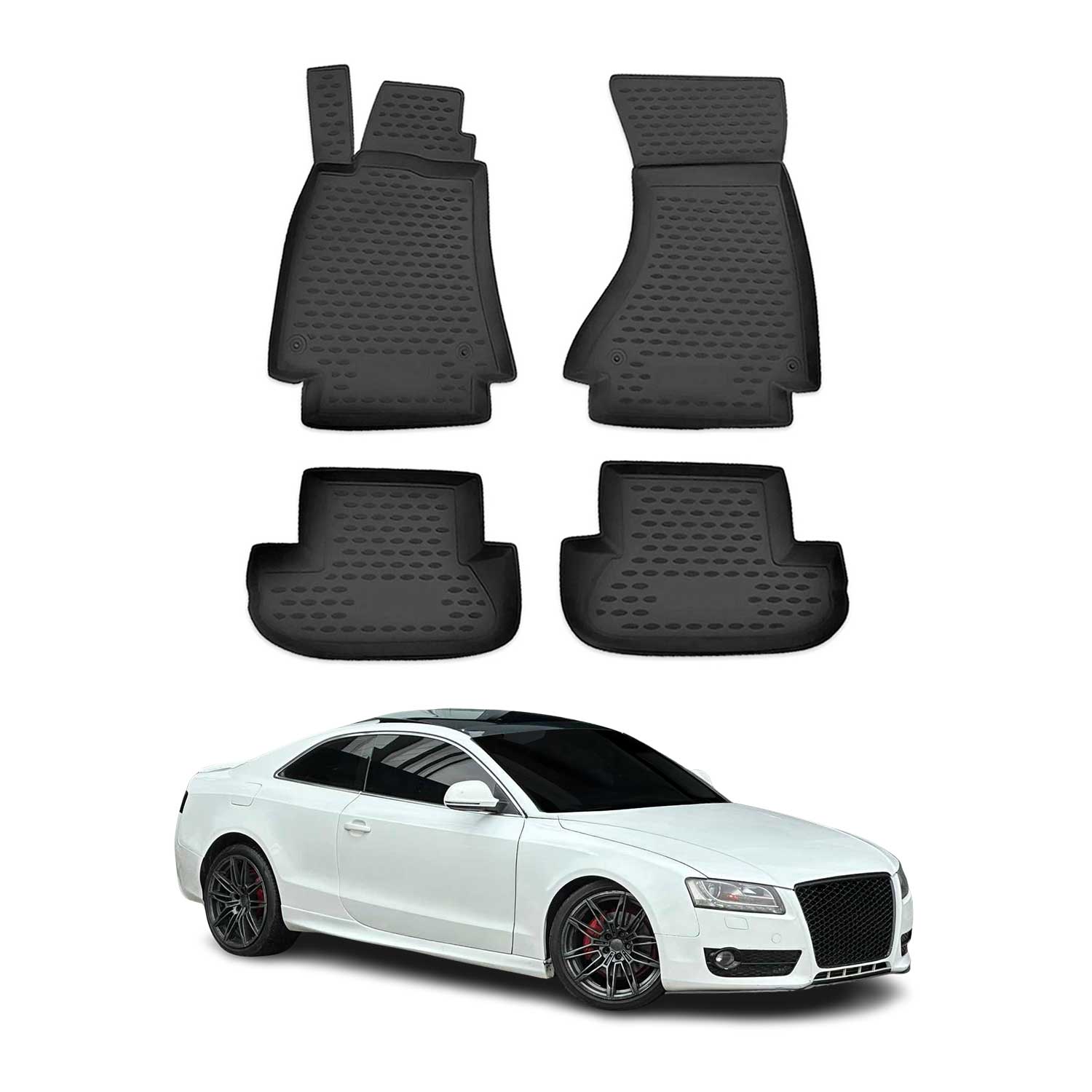 OMAC Gummimatten Fußmatten für Audi A5 Cabriolet Coupe 2009-16 TPE Schwarz 4tlg