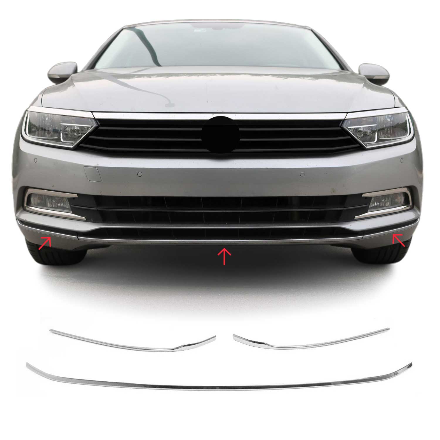 Kühlergrill Leisten Grillleisten für VW Passat 3G B8 Variant 2014-2019 Chrom 3x