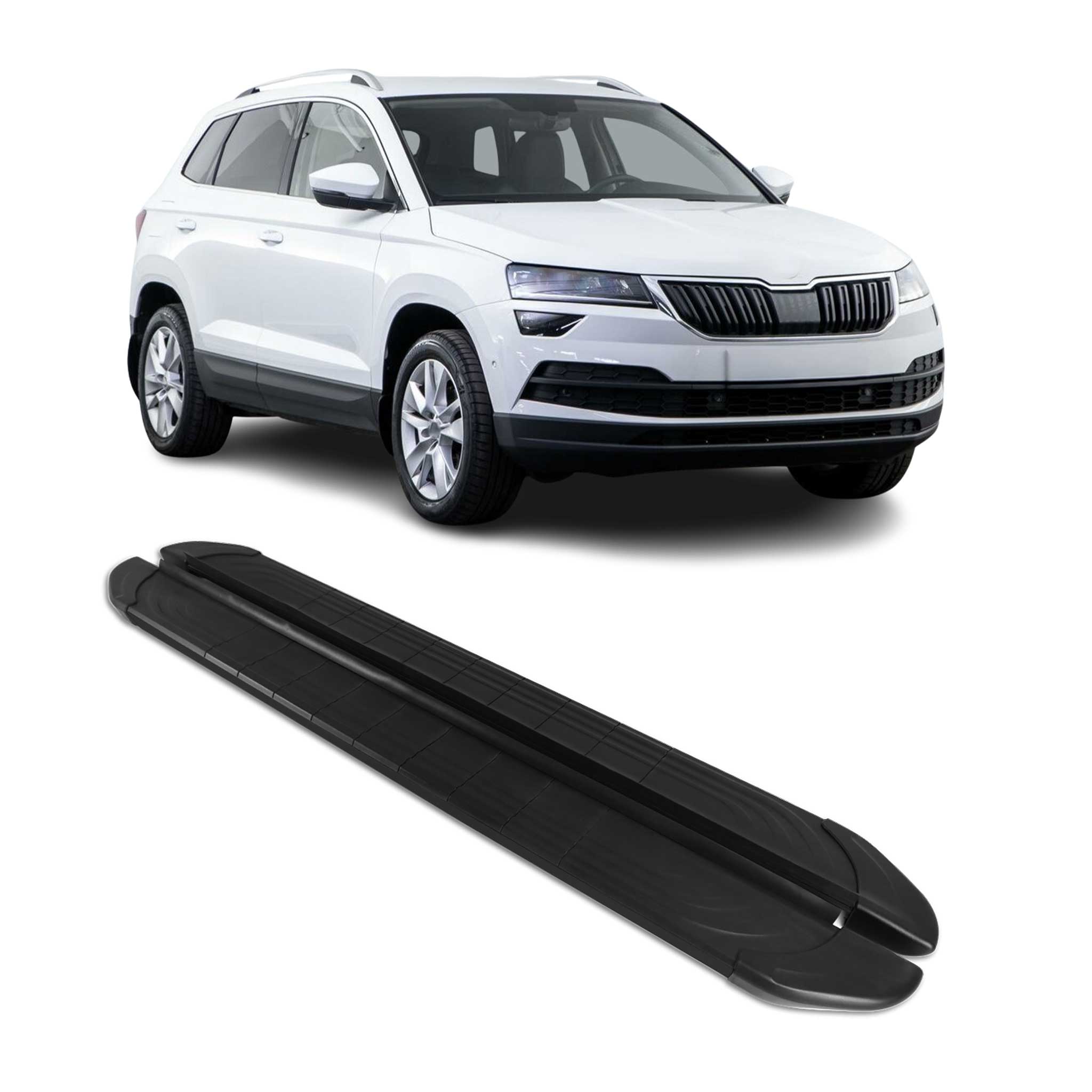 Seitenschweller Trittbretter für Skoda Karoq 2017-2026 Schwarz Aluminium 2 tlg