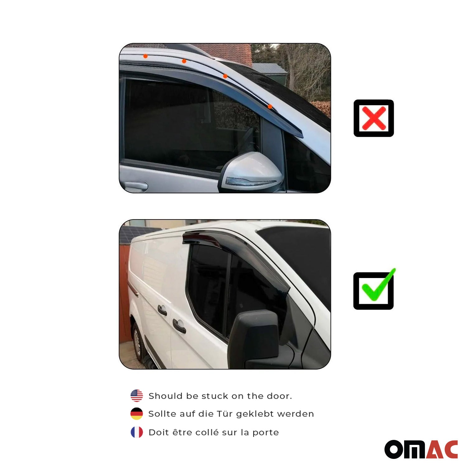2x Windabweiser Regenabweiser für Ford Transit Van 2015-2024 Acryl Dunkel