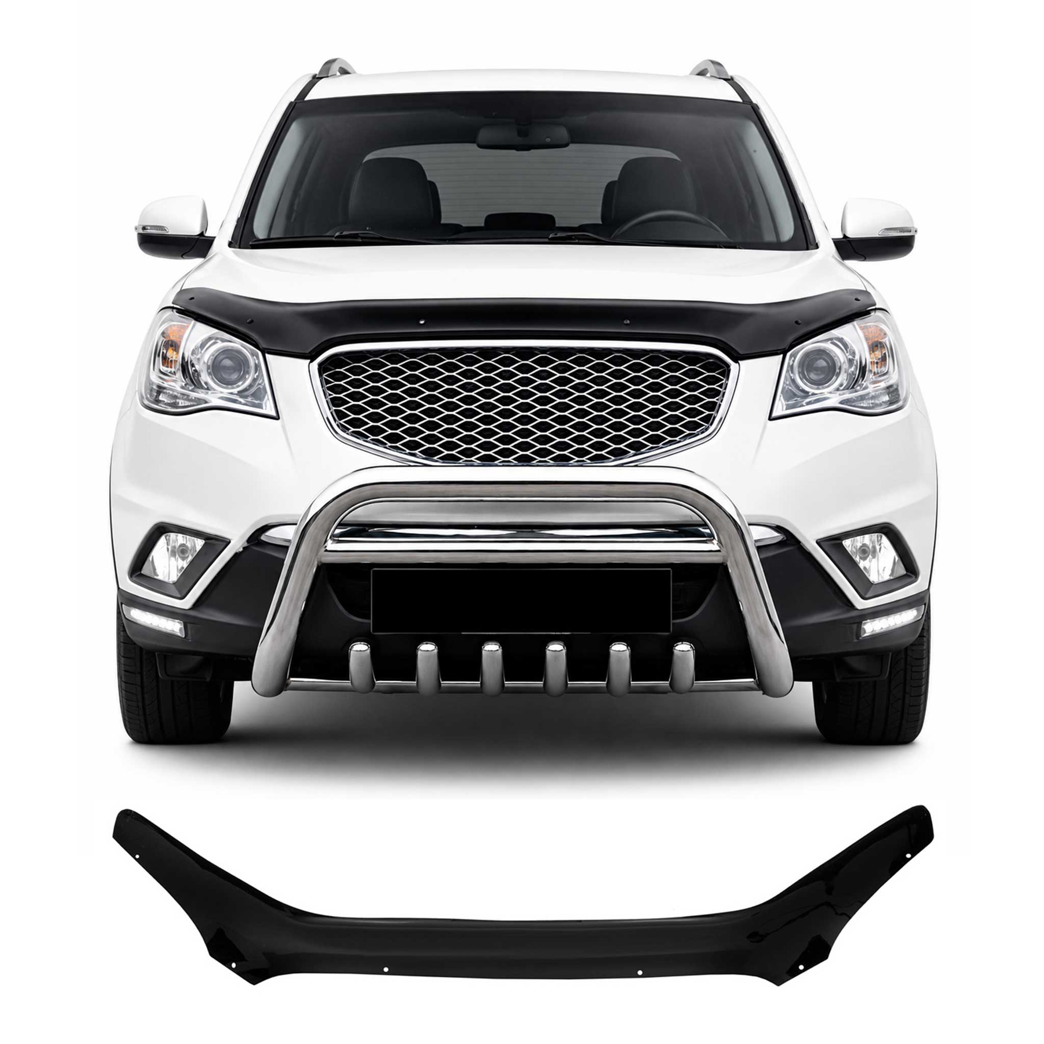 Motorhaube Deflektor Insektenschutz für Ssangyong Actyon 2010-2013 Dunkel