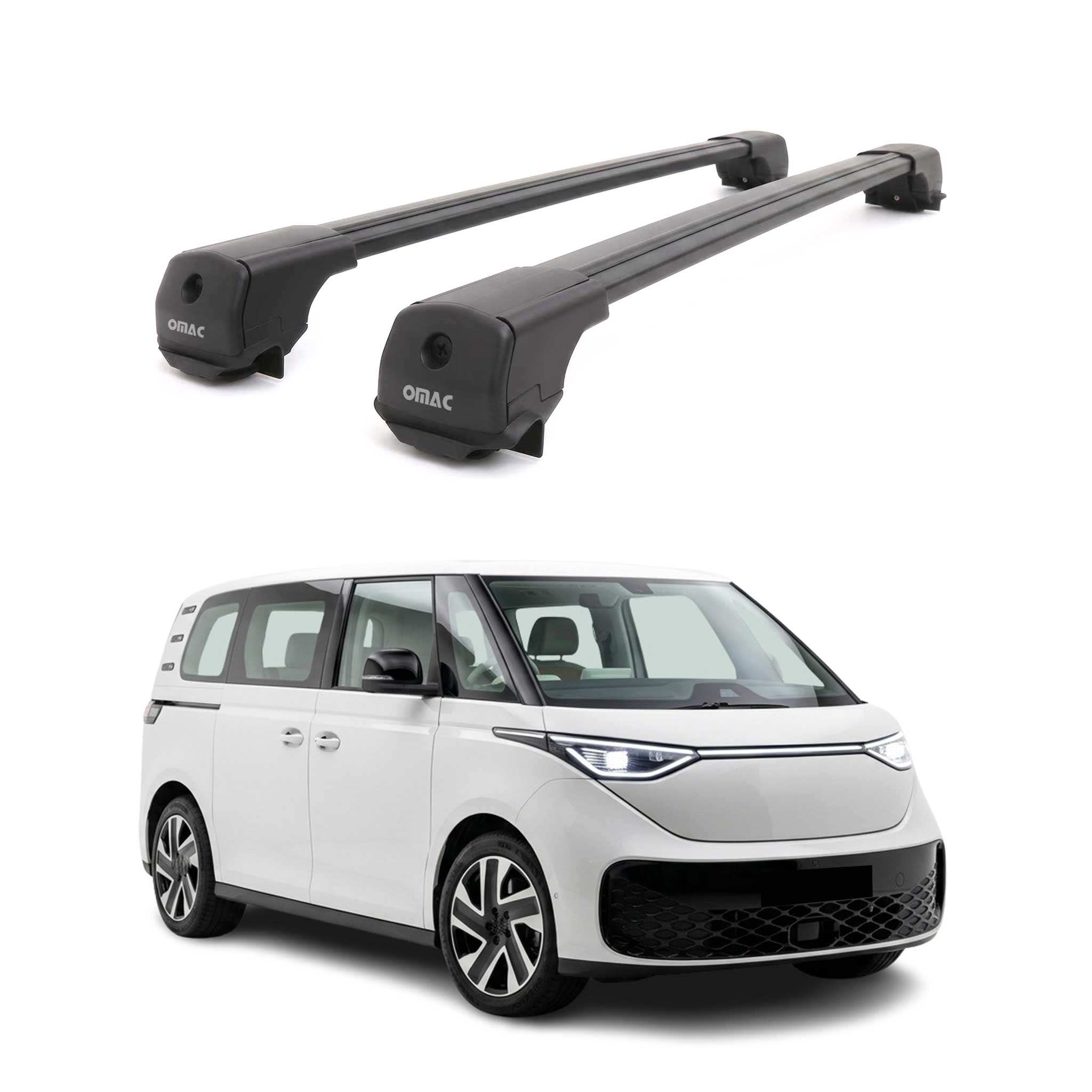 Dachträger Grundträger für VW ID. Buzz 2022-2026 Aluminium 75kg Schwarz 2tlg