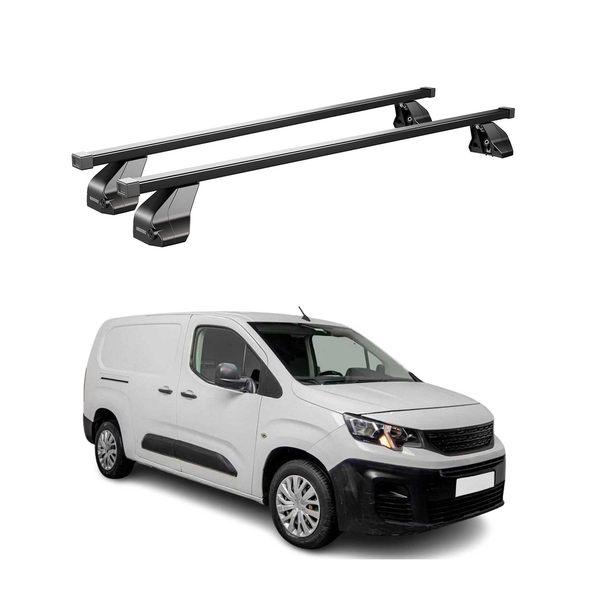 Menabo Dachträger Grundtäger für Peugeot Partner mk3 2018-2026 75kg Schwarz 2x