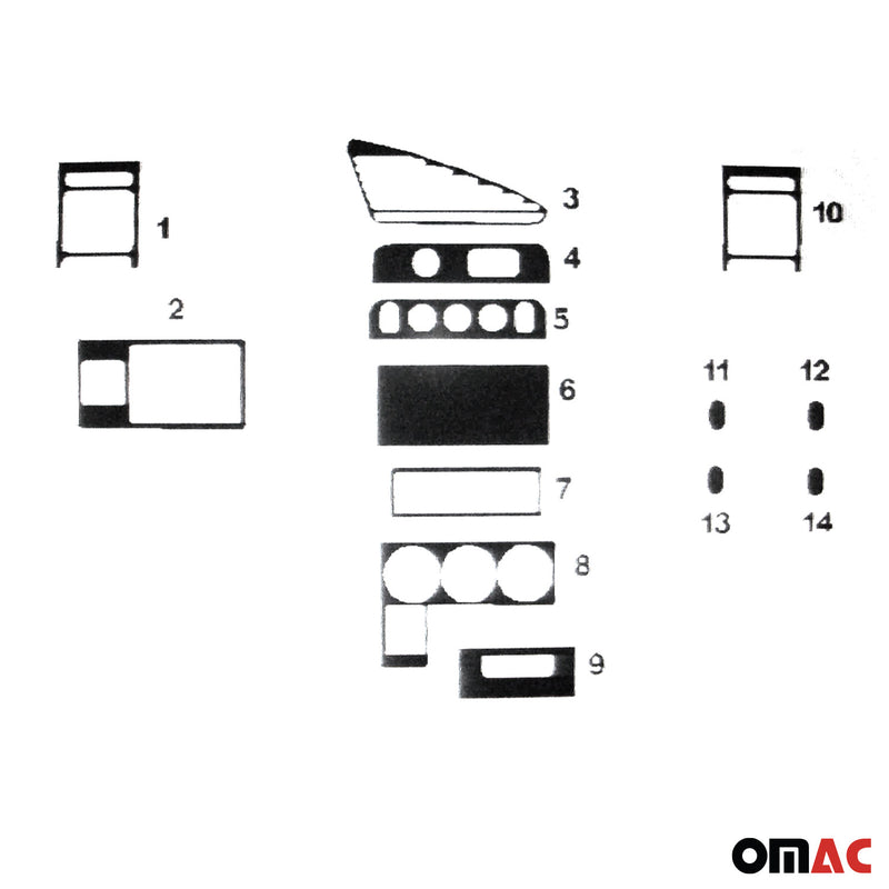 Innenraum Dekor Cockpit für Citroen Berlingo 1996-2003 Piano Schwarz Optik 14tlg