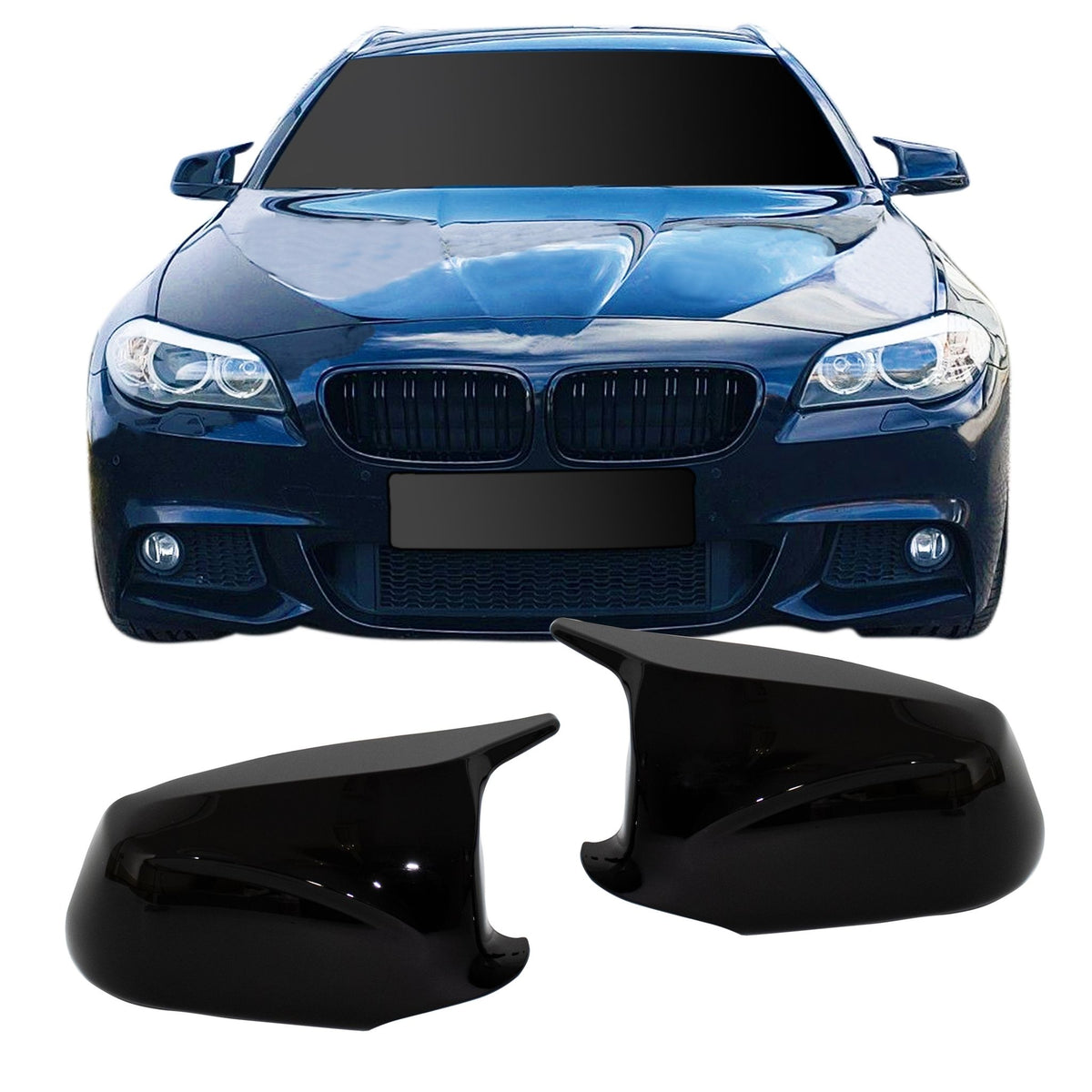 JOM Spiegelkappen für BMW (F10/F11/F18) 2010-2013 Schwarz Glänzend RHD/LHD ABS