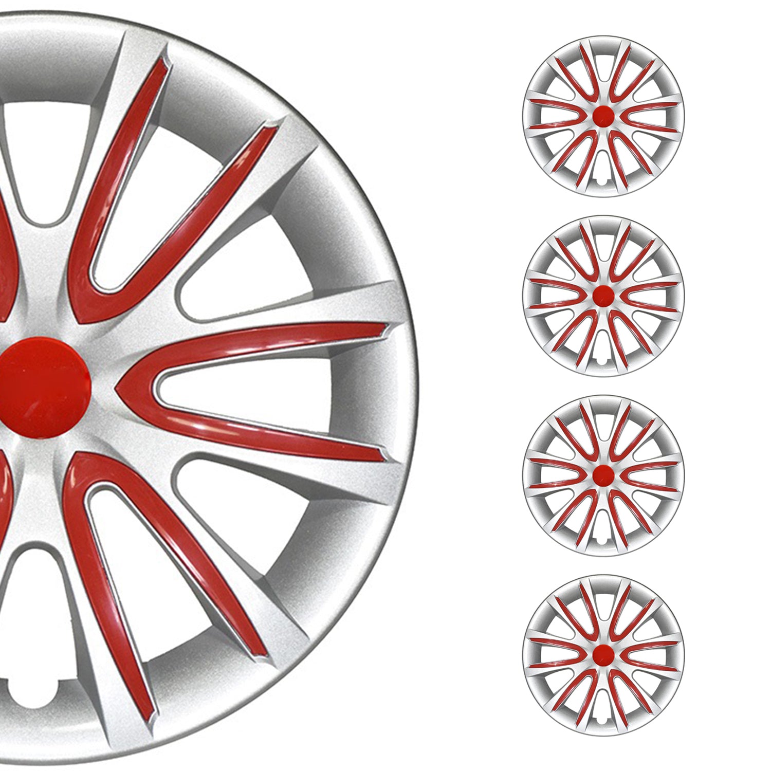 4x Radblenden Radkappen Radzierblenden für 16" Zoll Stahlfelgen Grau Rot