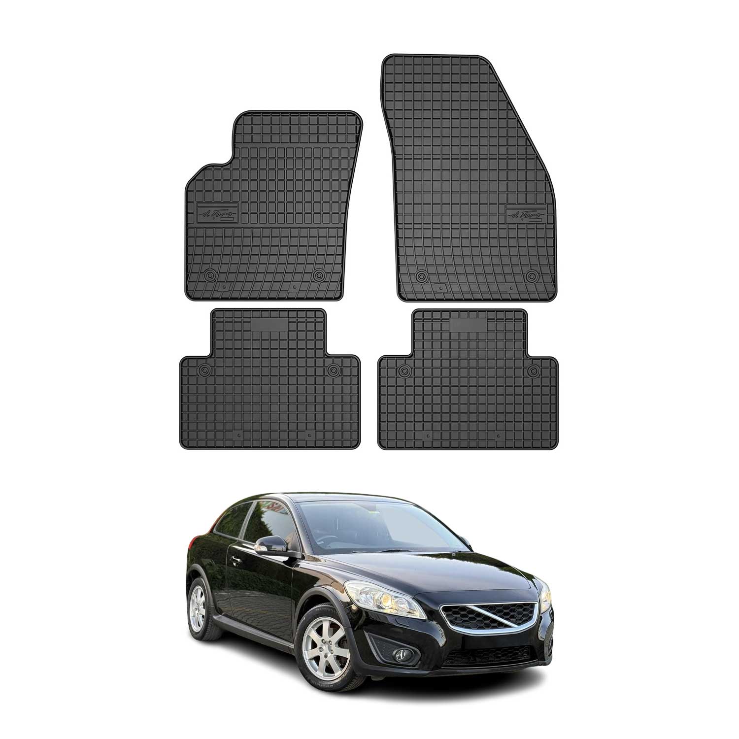 OMAC Gummi Fußmatten für Volvo S40 2004-2012 Automatten Gummi TPE Schwarz 4tlg
