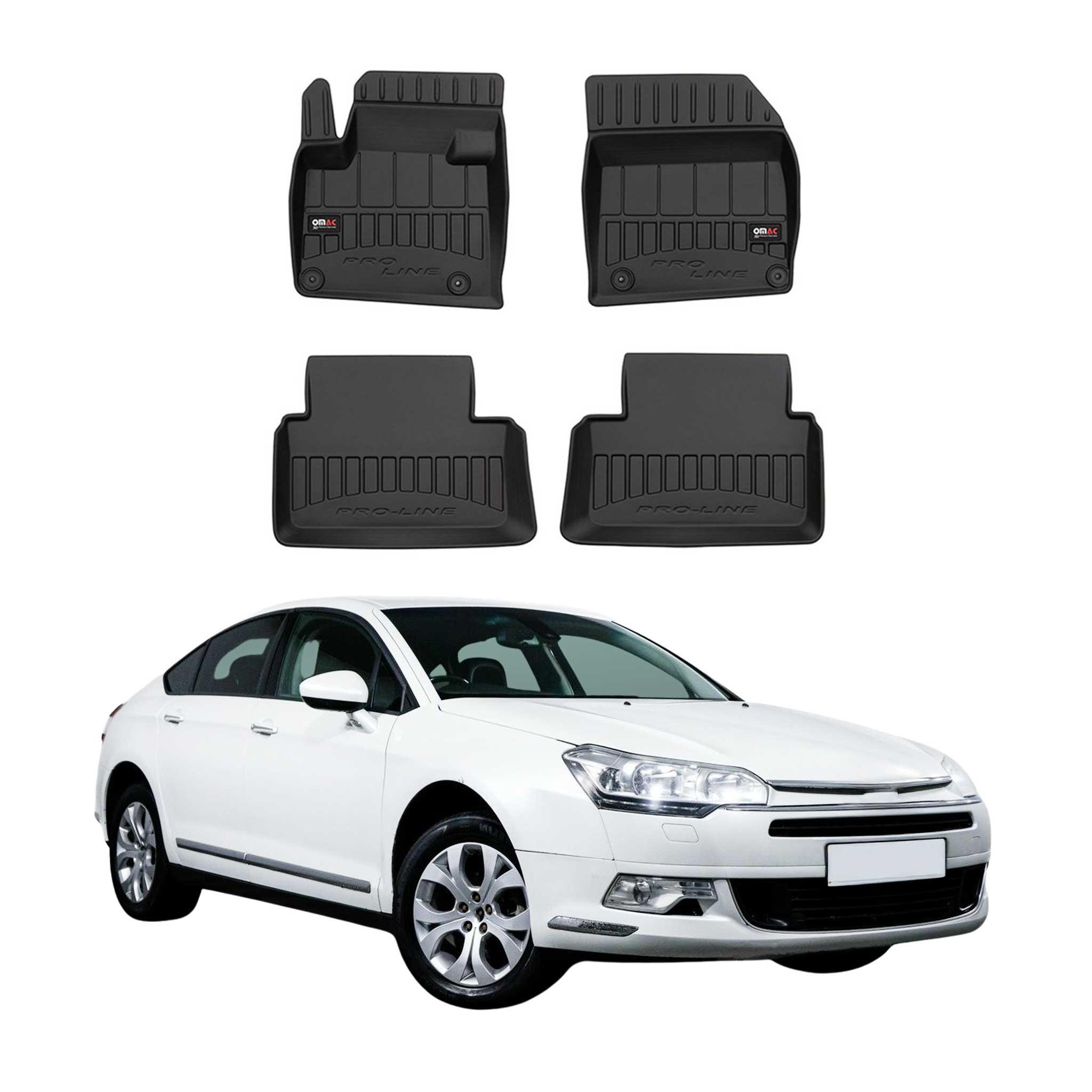 OMAC Gummi Fußmatten für Citroen C5 Limo Kombi 2008-2017 Premium TPE Schwarz 4x