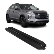 Seitenschweller Trittbretter für Mitsubishi ASX 2023-2026 Schwarz Alu 2 tlg