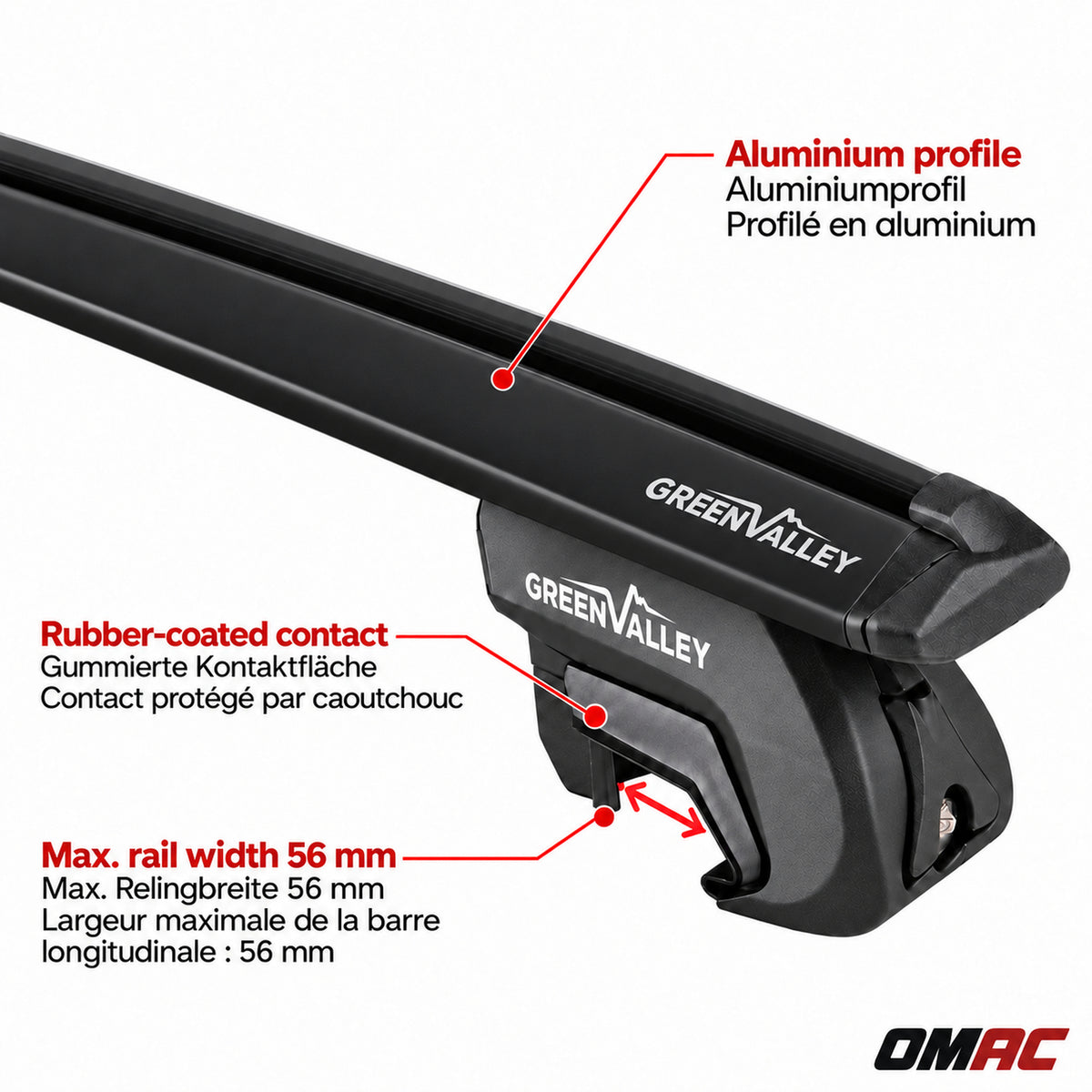 Green Valley Trek Dachträger für Fiat Regata 1984-1991 Aluminium Schwarz 2 Stück