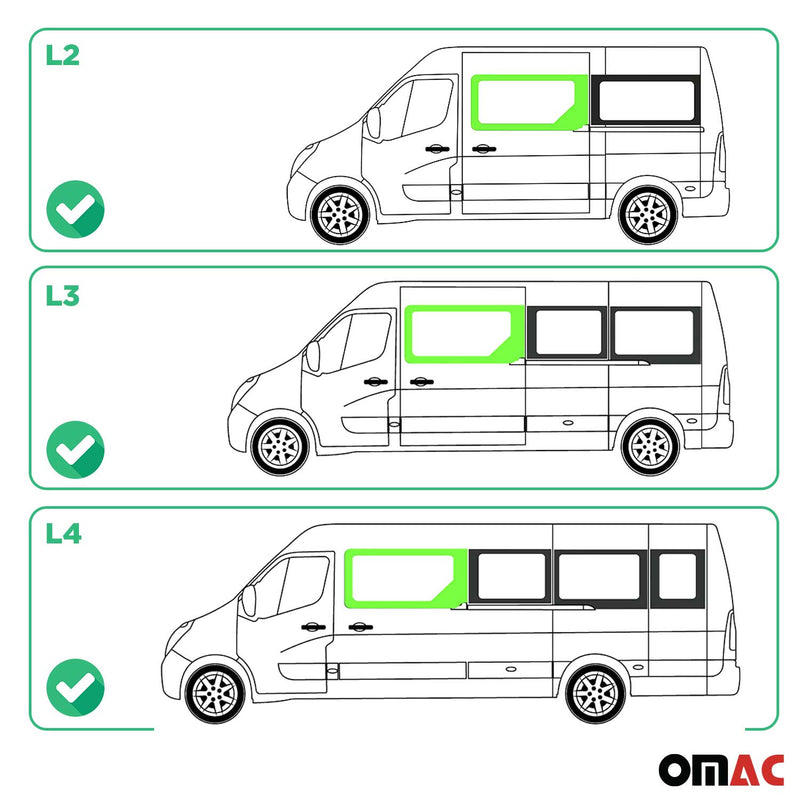 Seitenfenster Auto für Opel Movano 2010-2025 Recht Schiebetür L2 L3 L4 H2
