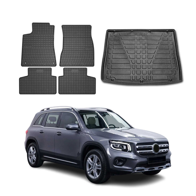 Fußmatten & Kofferraumwanne Set für Mercedes GLB X247 2019-2025 Obere Gummi 5x