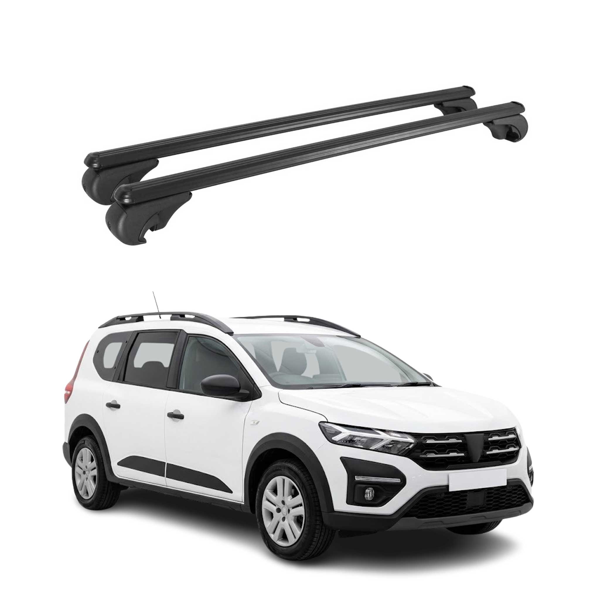 Dachträger Grundträger für Dacia Jogger 2022-2026 TÜV Aluminium Schwarz 2tlg