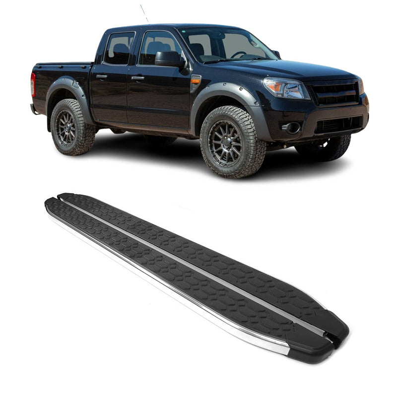 Trittbretter Seitenschutz für Ford Ranger DoubleCab 2007-12 Stahl Schwarz Silber