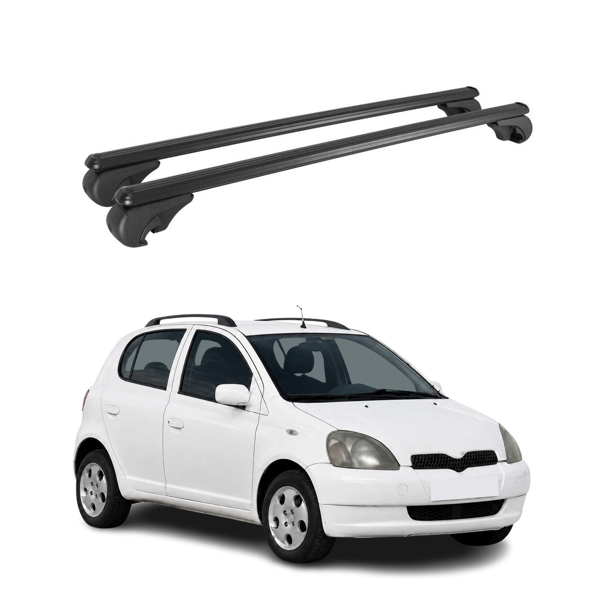 Dachträger Grundträger für Toyota Yaris I Schrägheck 1999-2005 TÜV Alu Schwarz