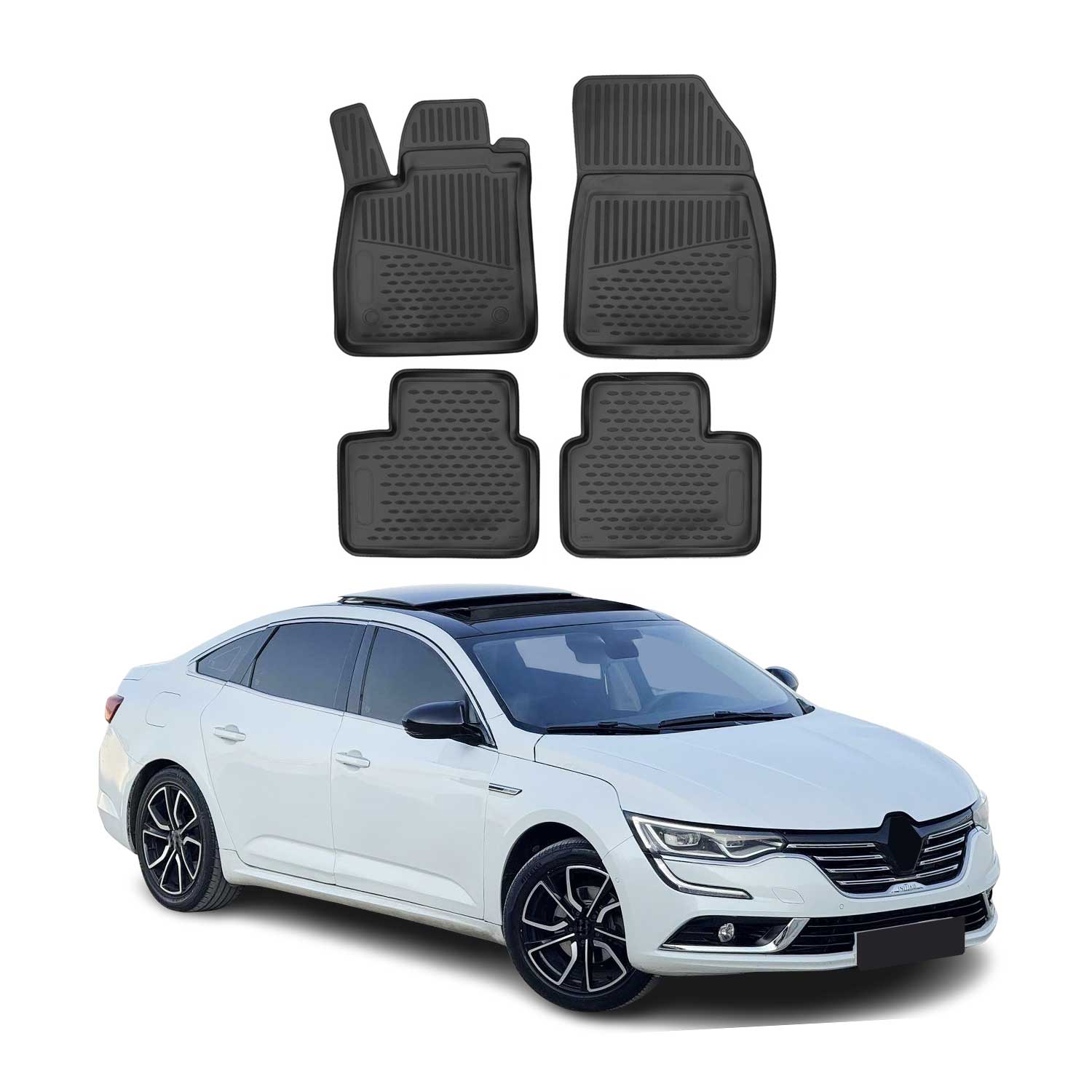OMAC Gummimatten Fußmatten für Renault Talisman 2015-2022 TPE Matten Schwarz 4x