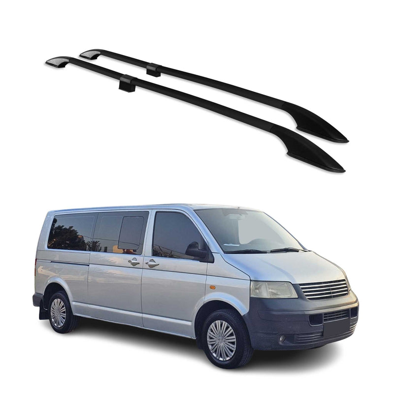 Dachreling Dachgepäckträger für VW Multivan T5 2003-2015 L2 Langer Alu Schwarz
