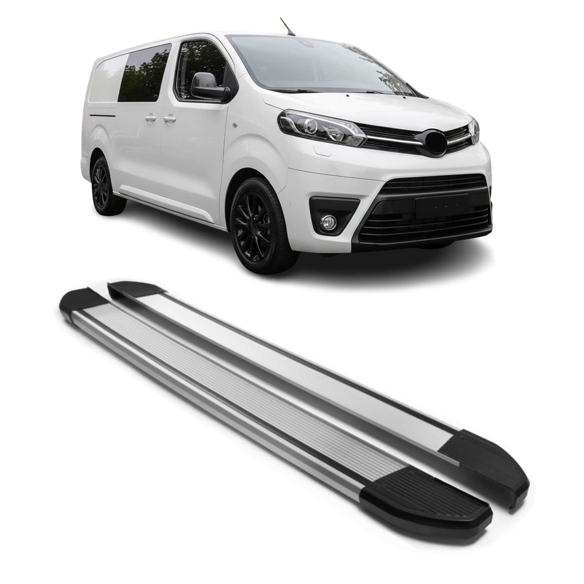 Alu Seitenschweller Trittbretter für Toyota Proace 2016-2026 L2 L3 Silber 2x