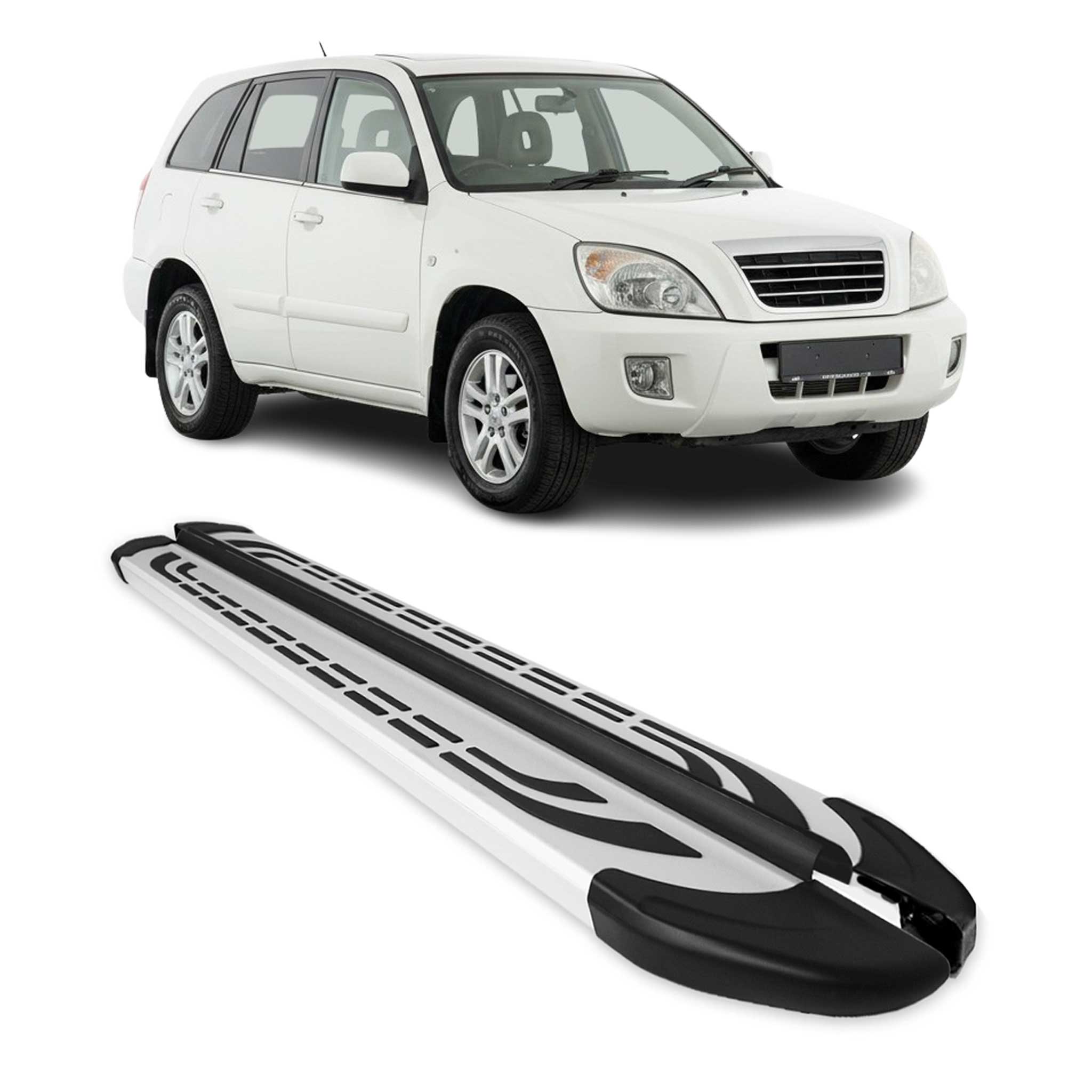 Trittbretter Seitenschweller Seitenbretter für Chery Tiggo 2006-2013 Alu Grau