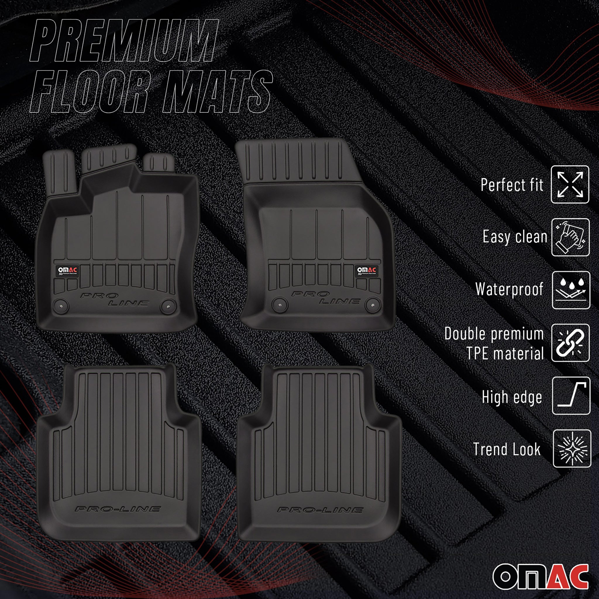 OMAC Gummi Fußmatten für Seat Tarraco 2018-2024 Premium TPE Automatten 4tlg