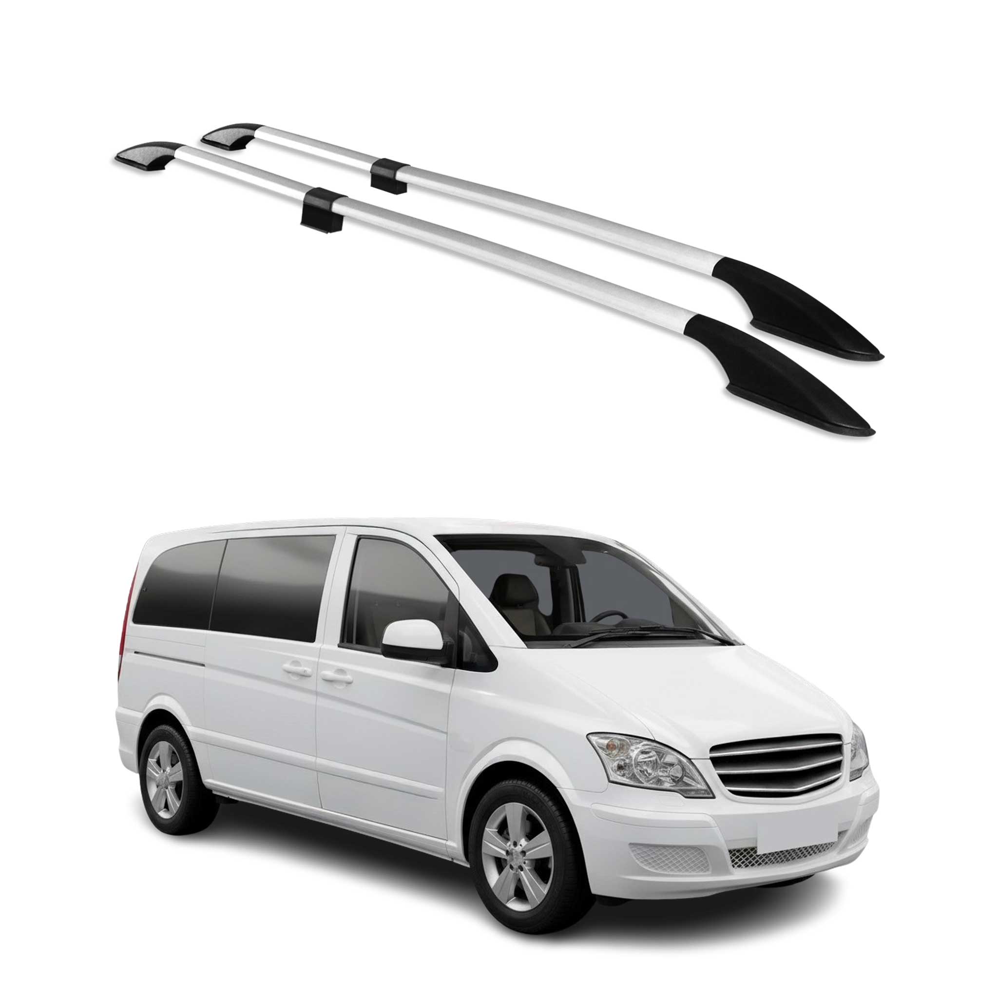 Dachreling Dachträger für Mercedes Vito / V Klasse W447 W639 2003-26 L1 Alu Grau