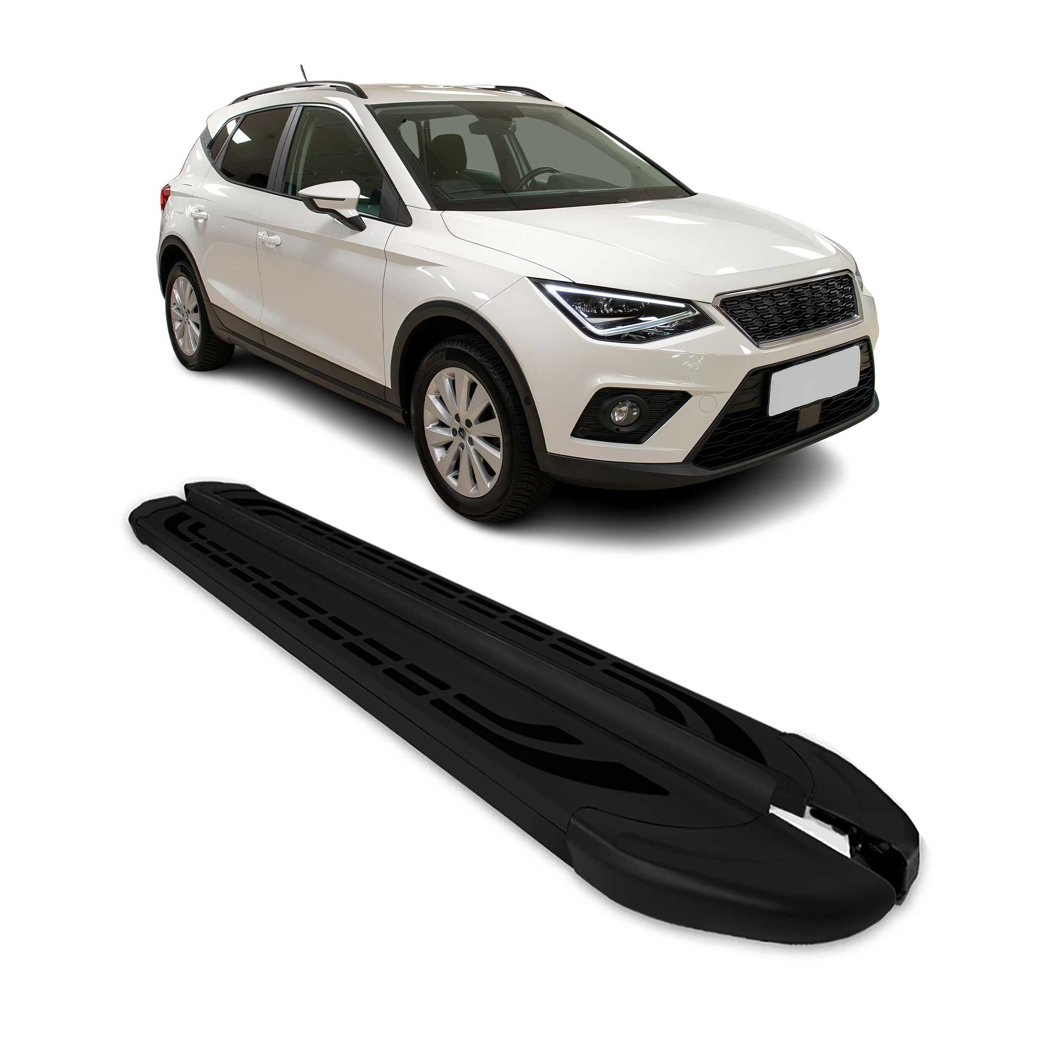 Trittbretter Seitenschweller für Seat Arona 2017-2026 Schwarz Aluminium 2 tlg