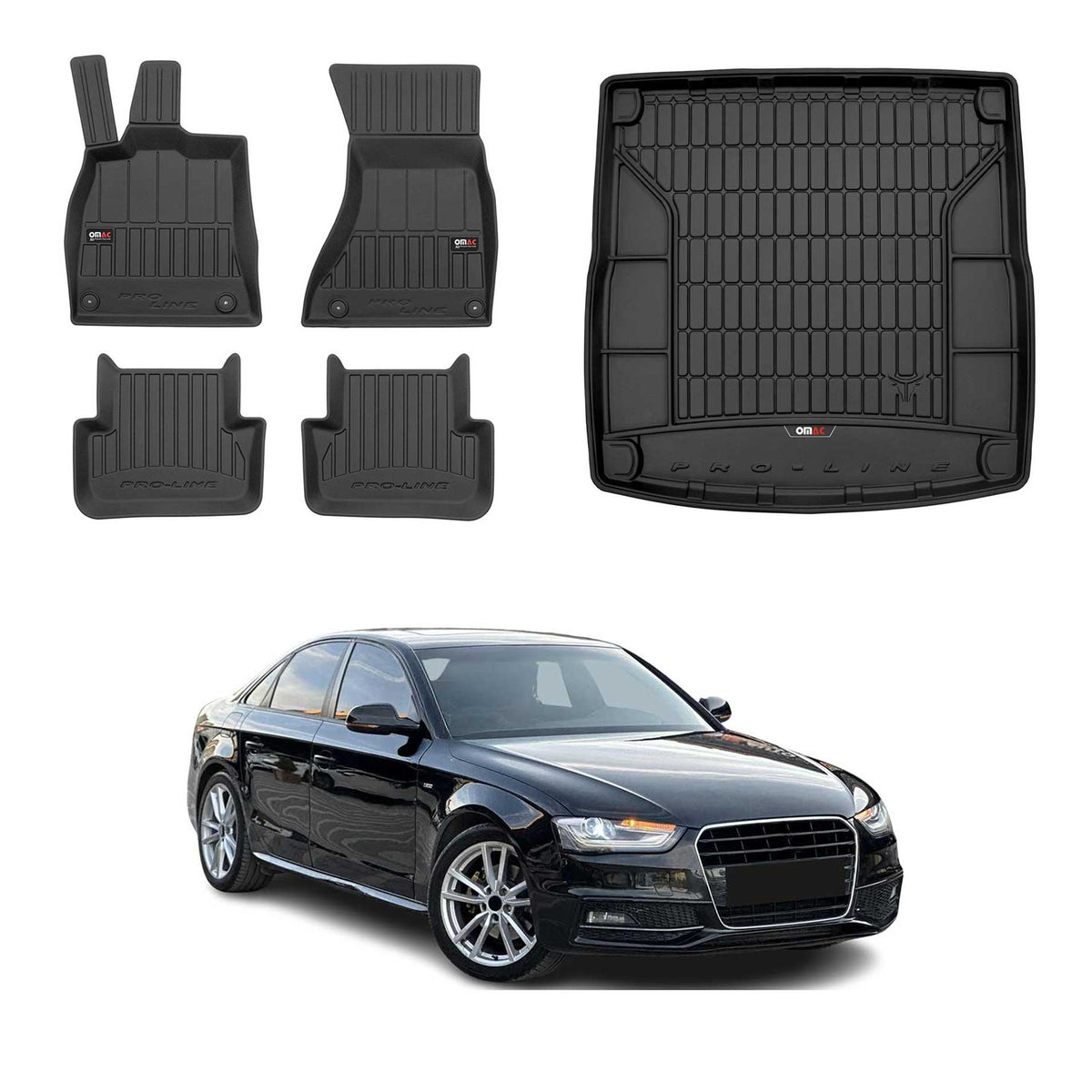 OMAC Fußmatten & Kofferraumwanne Set für Audi A4 B8 Avant 2007-2015