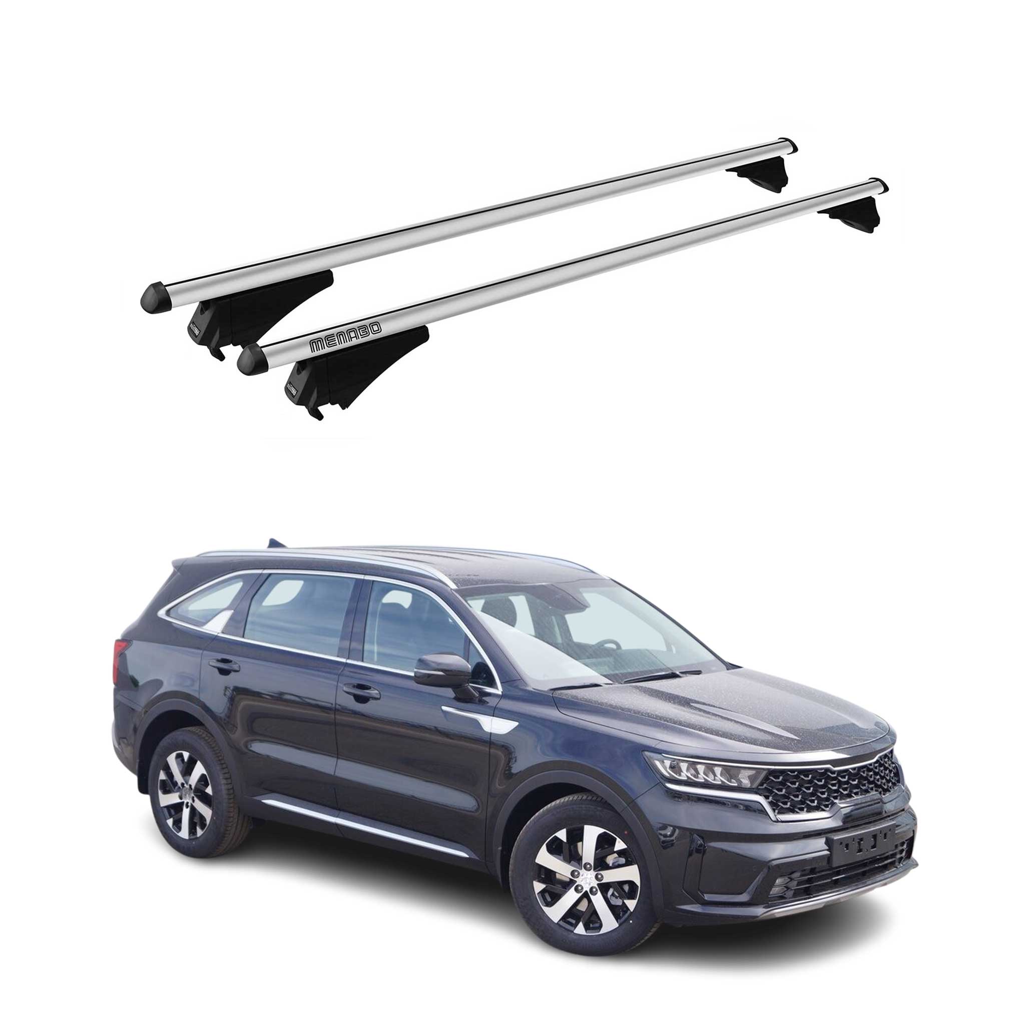 Menabo Dachträger Grundtäger für Kia Sorento Hybrid 2021-2026 75kg Alu Silber 2x