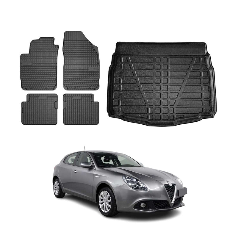 Fußmatten & Kofferraumwanne Set für Alfa Romeo Giulietta 2010-2020 Gummi 5x