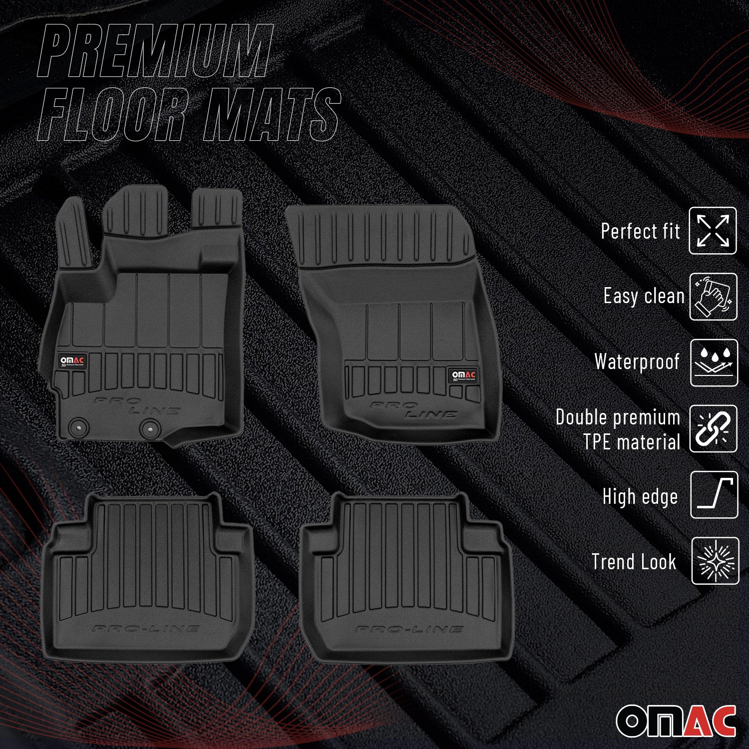 OMAC Gummi Fußmatten für Peugeot 4007 2007-2013 Premium TPE Automatten 4tlg
