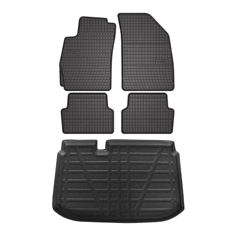 Fußmatten & Kofferraumwanne Set für Chevrolet Aveo 2011-2015 Schrägheck Gummi 5x